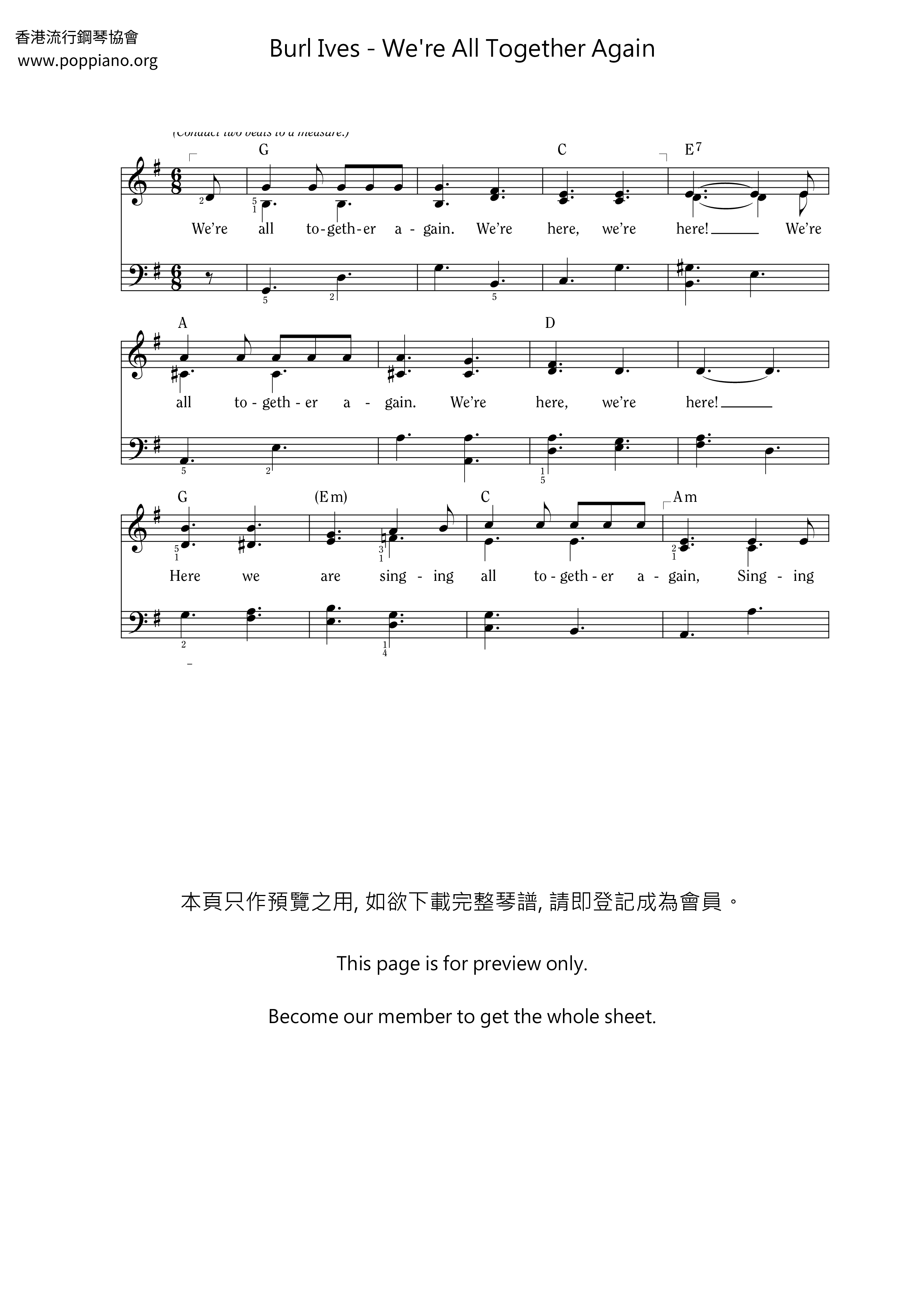 We're All Together Again琴谱