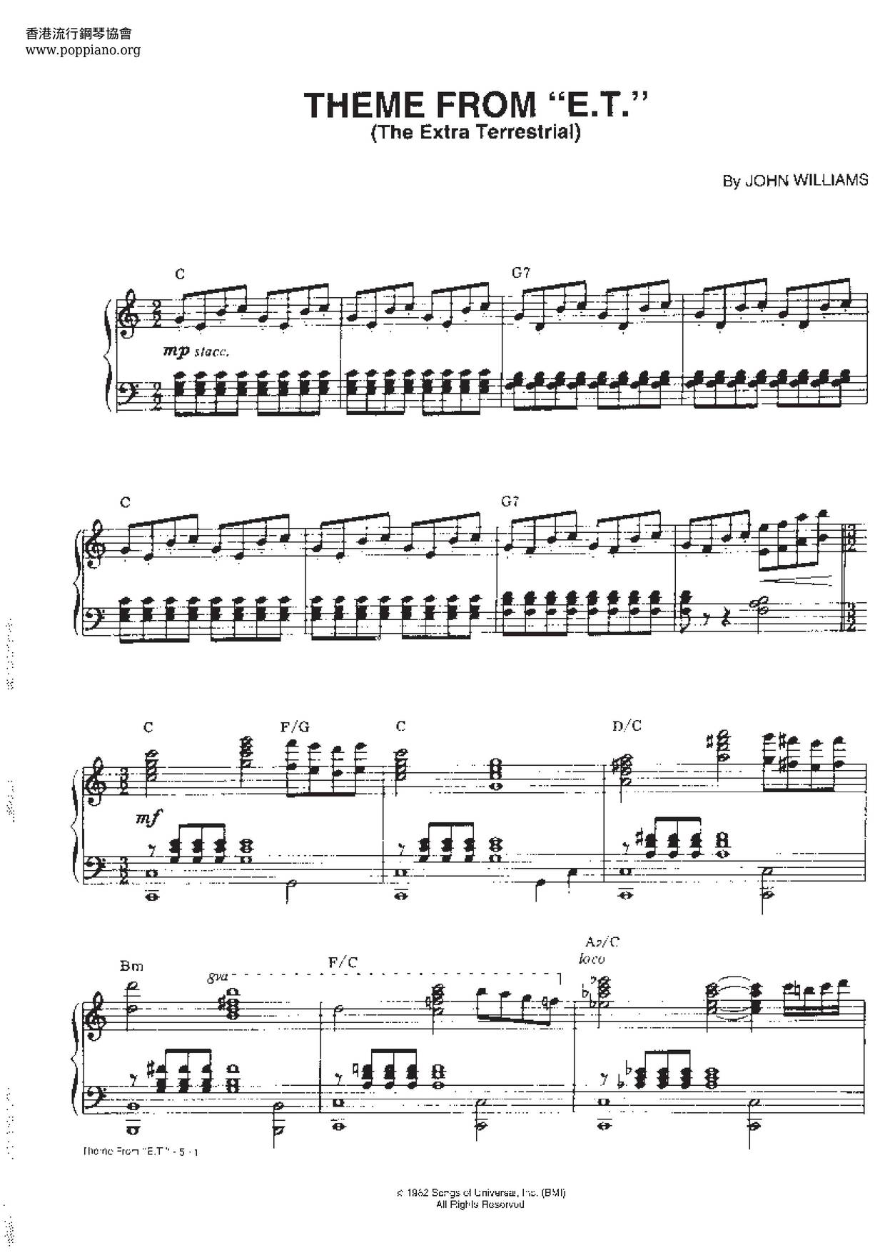Theme From E.T. (The Extra-Terrestrial)琴谱
