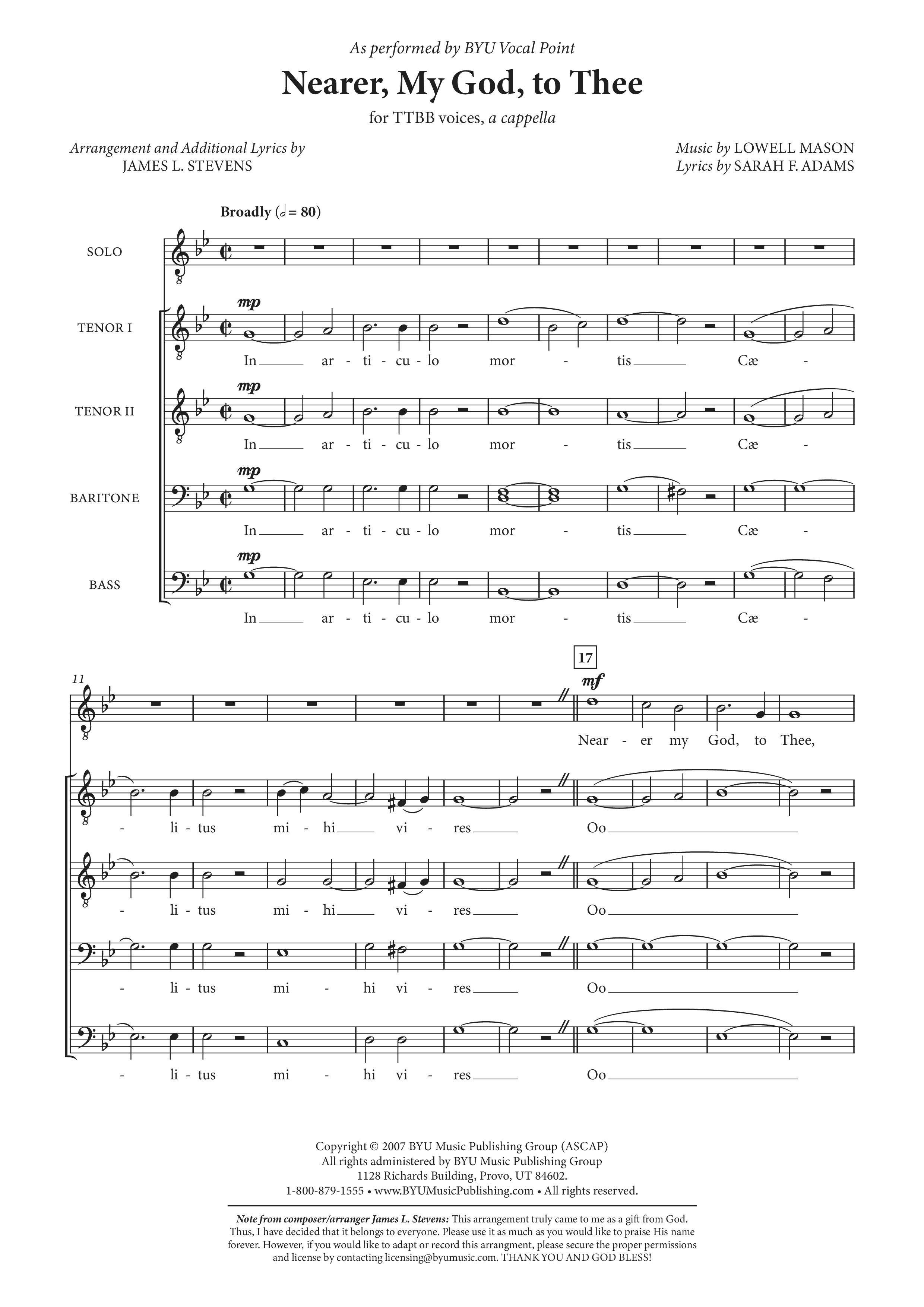 Nearer, My God, To Thee 与主接近琴谱