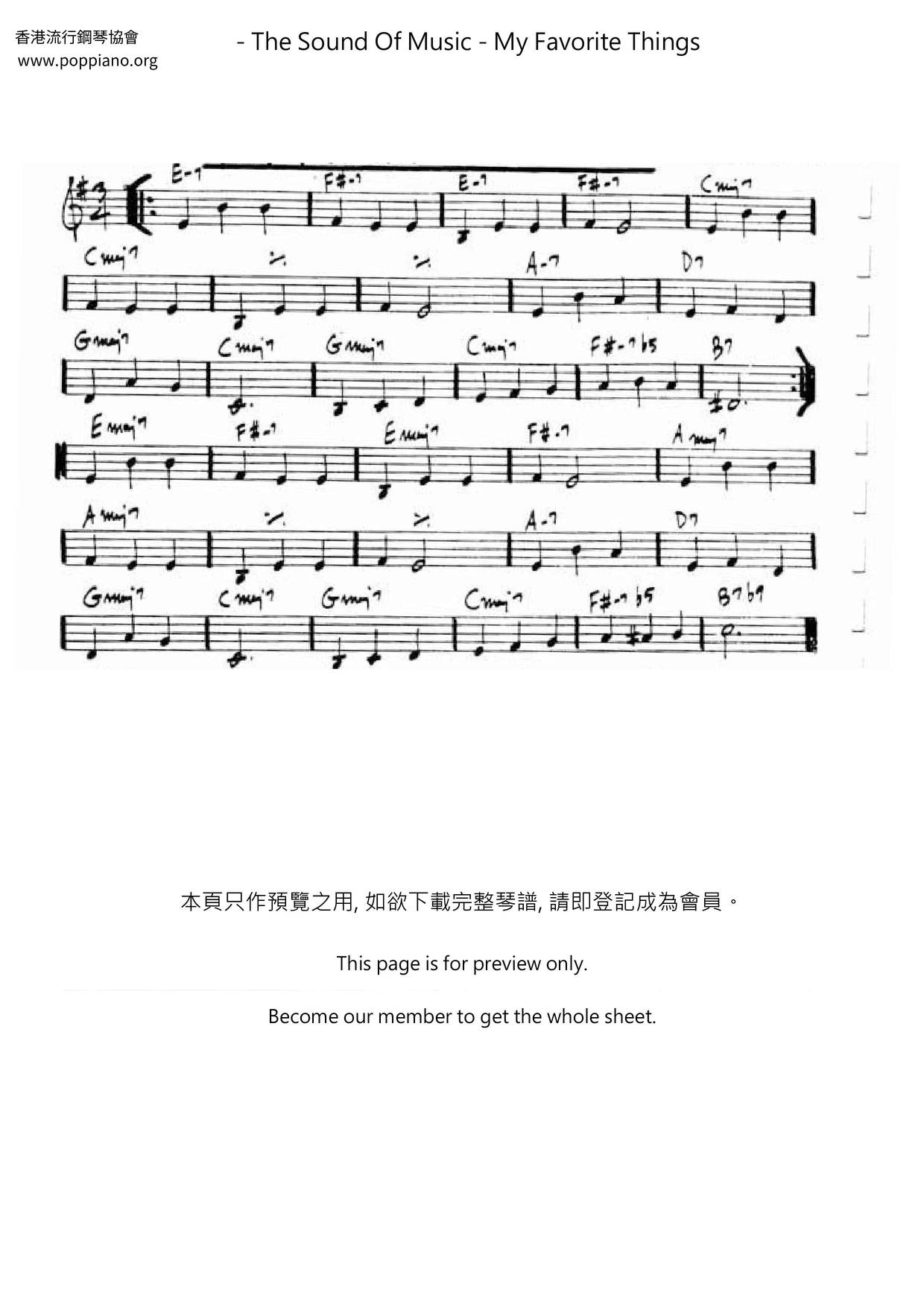 The Sound Of Music - My Favorite Things琴谱