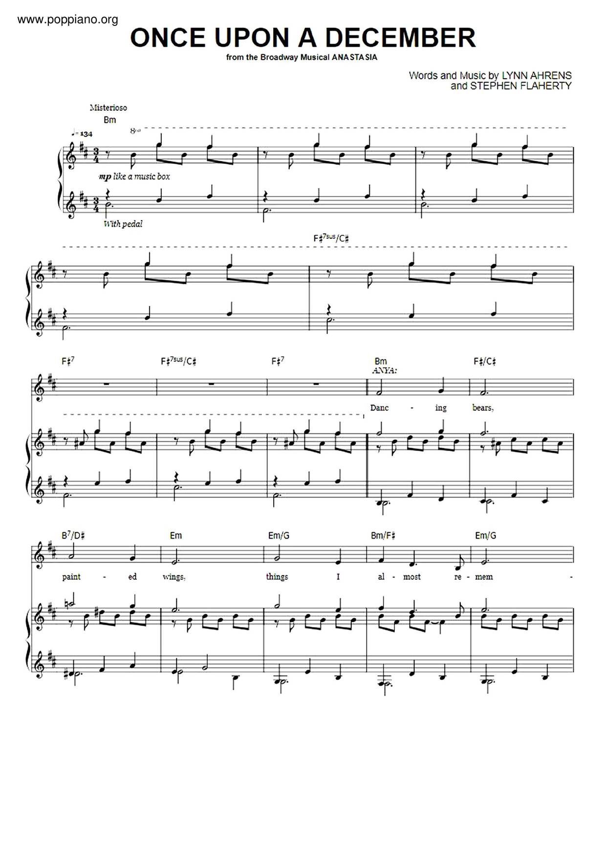 Anastasia - Once Upon A December琴谱