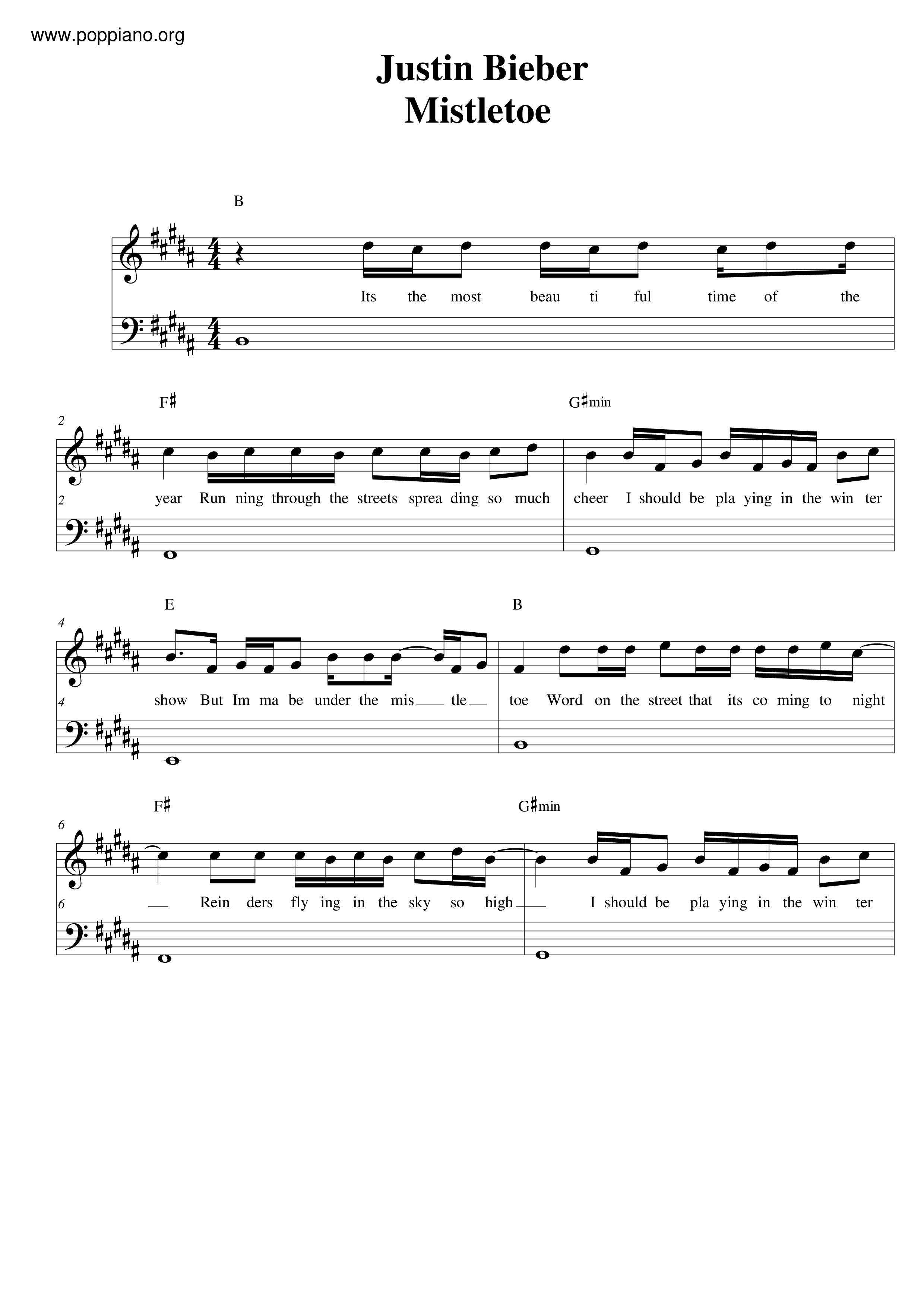 Mistletoe琴谱