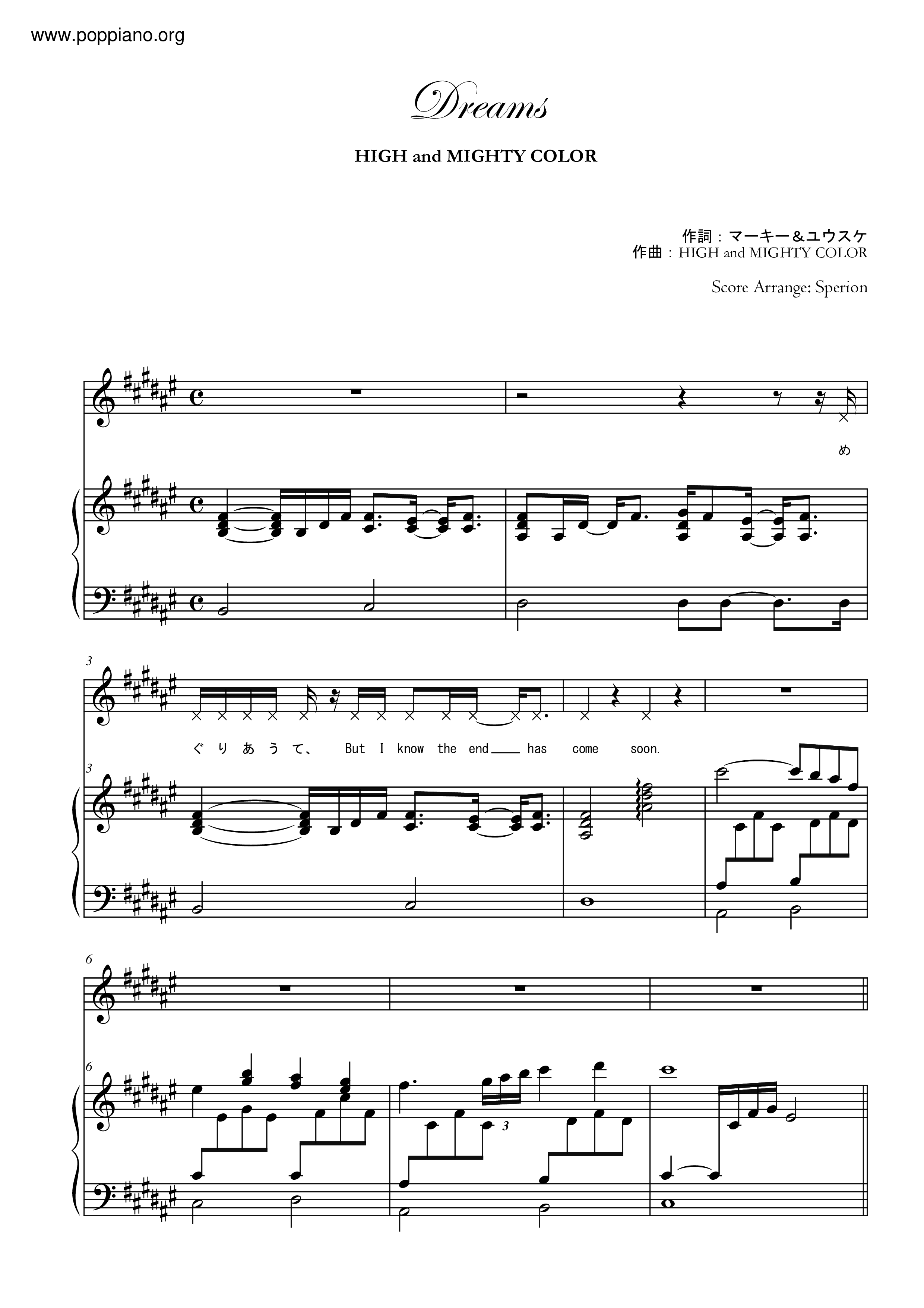 Dreams琴谱