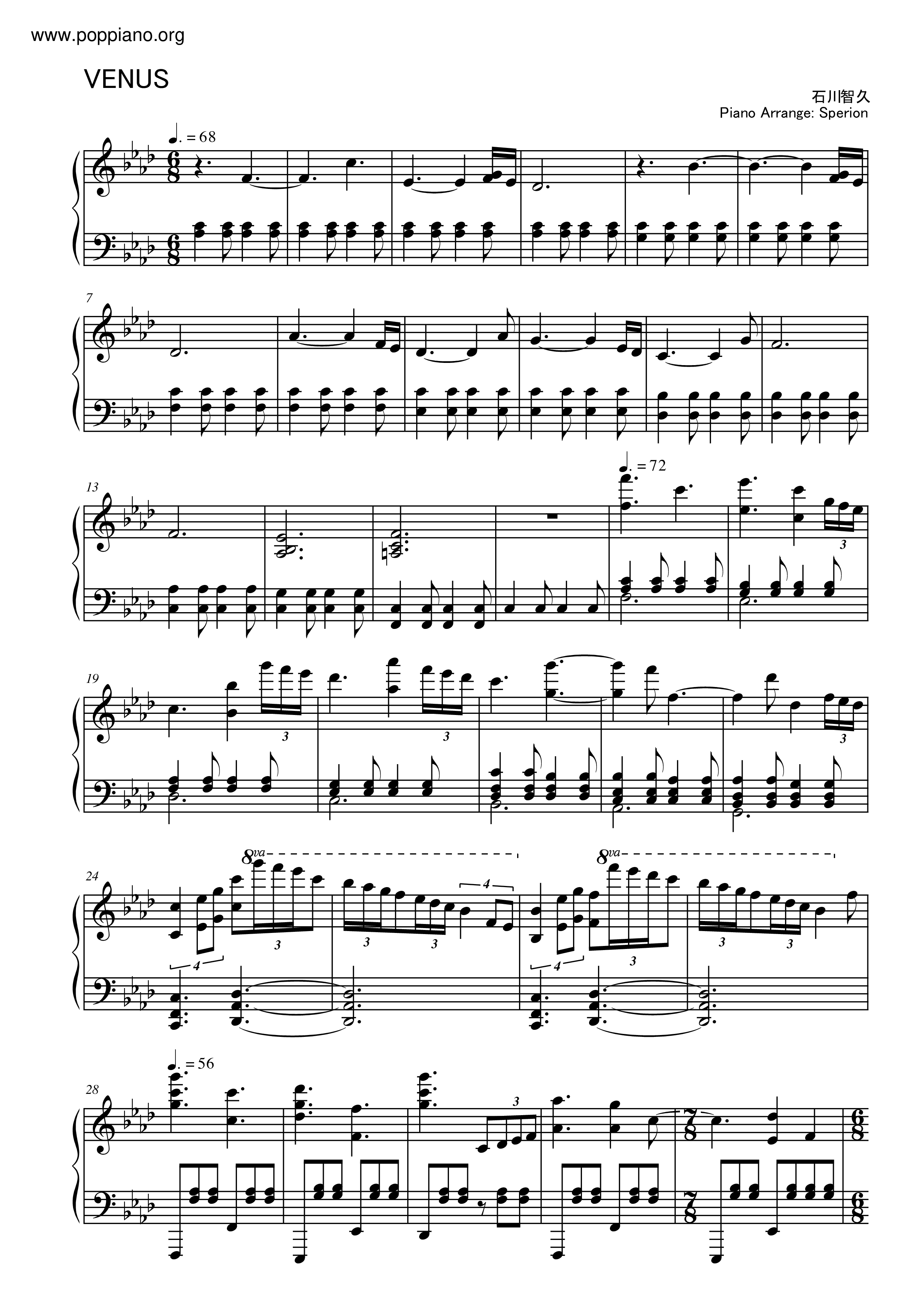Venus For 4Hands琴谱