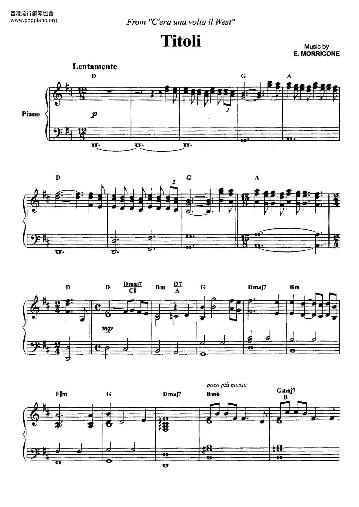 C'era Una Volta Il West - Titoli琴谱