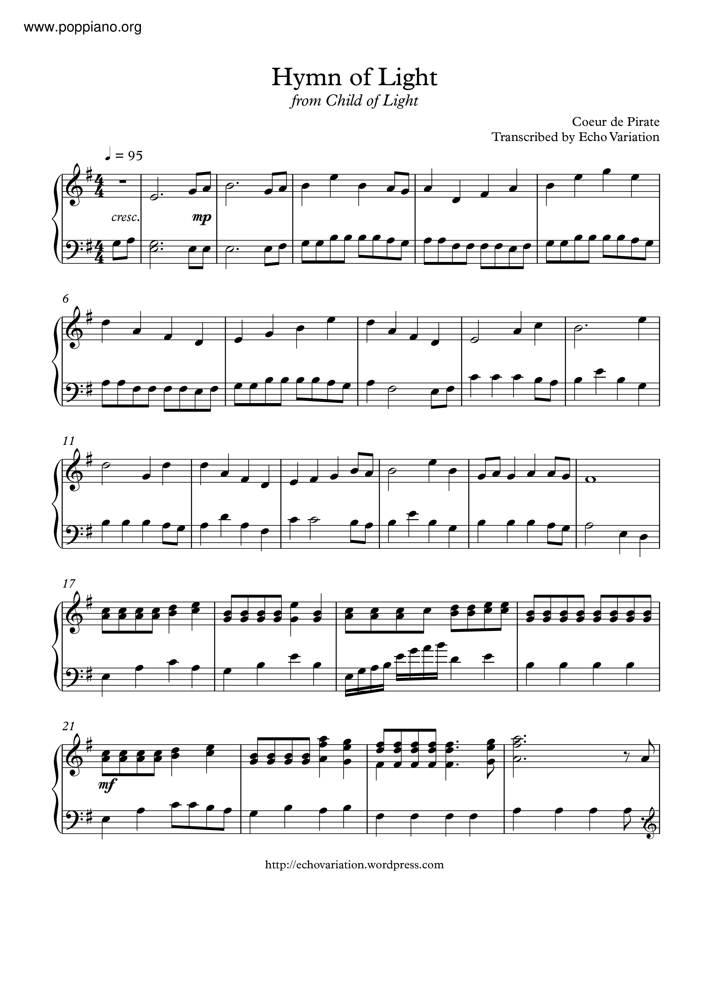 Hymn Of Light琴谱