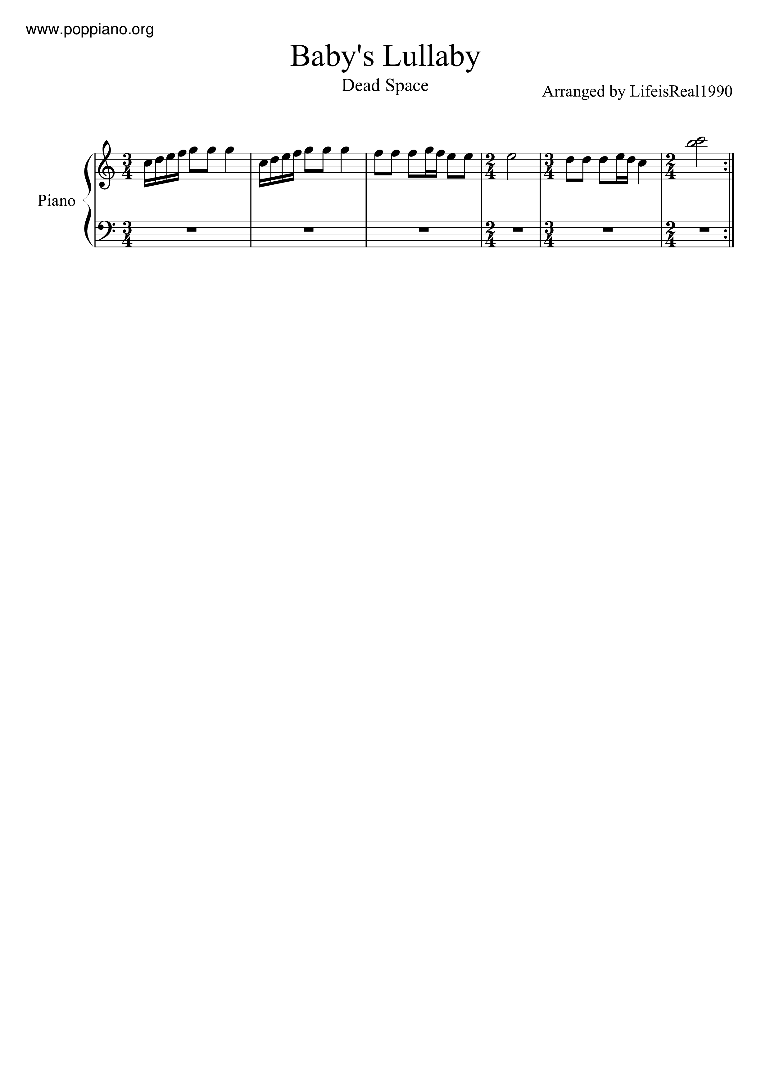 Baby's Lullaby琴谱