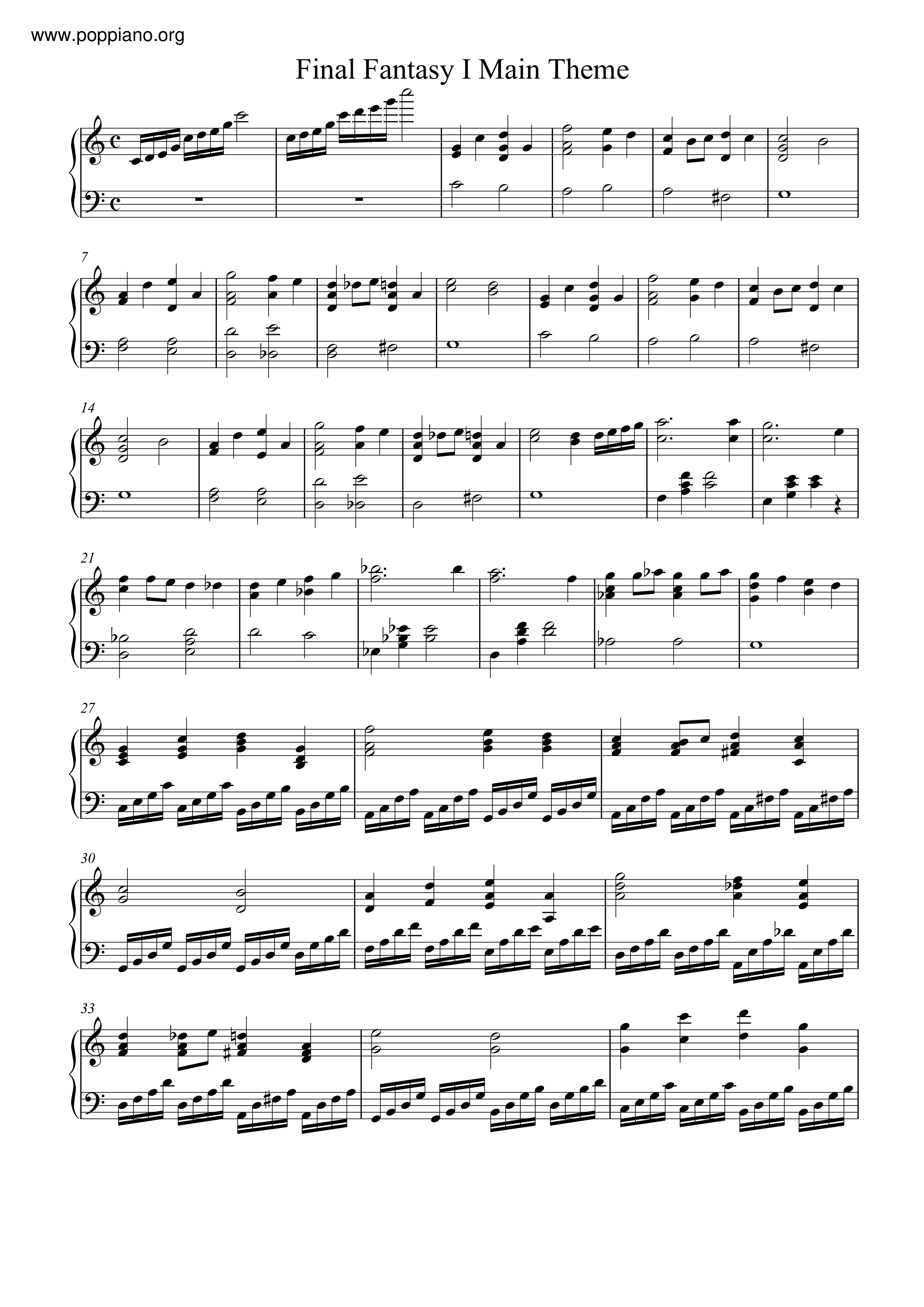 Finalfantasy I Main Theme琴谱
