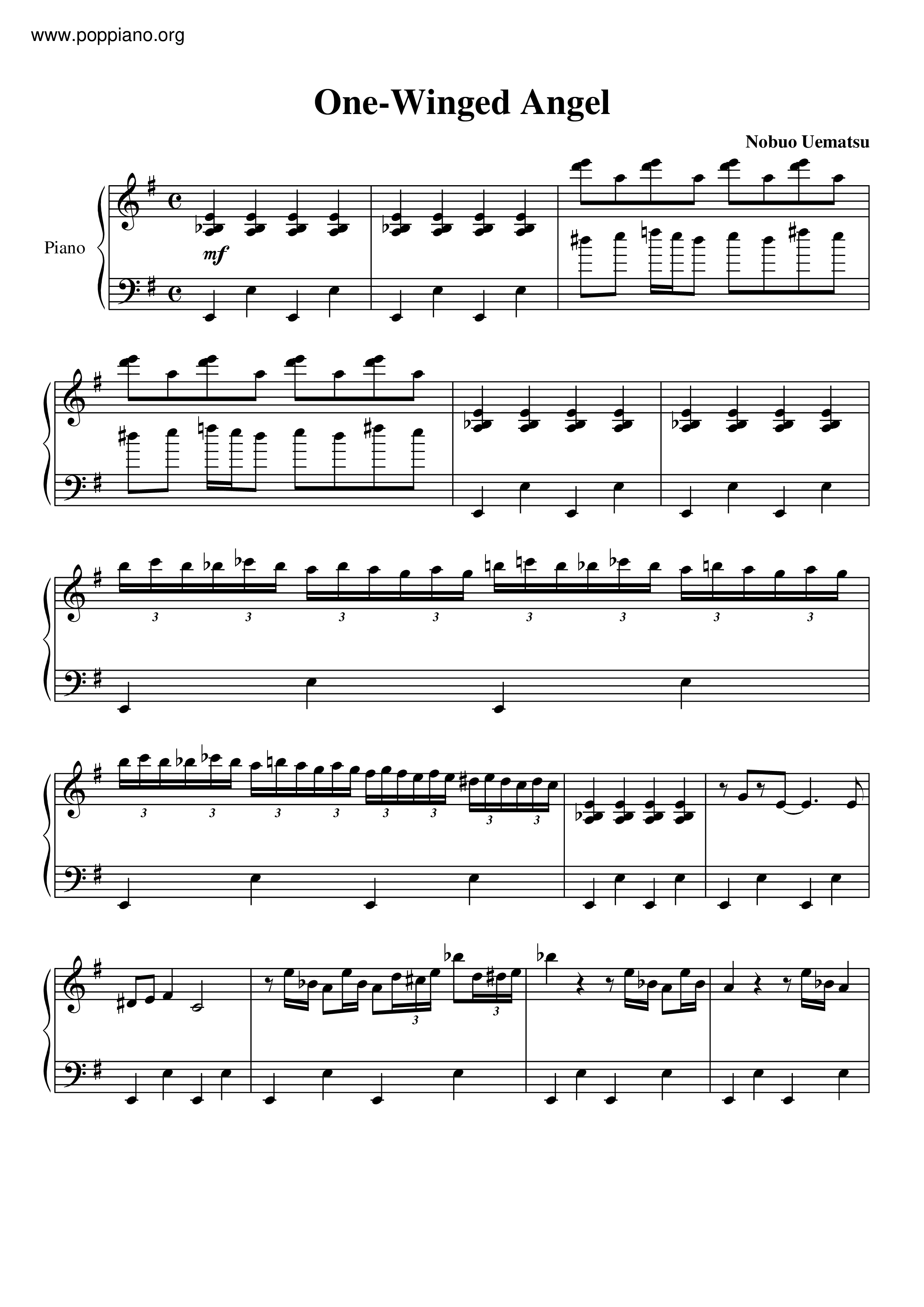 One-Winged Angel琴谱