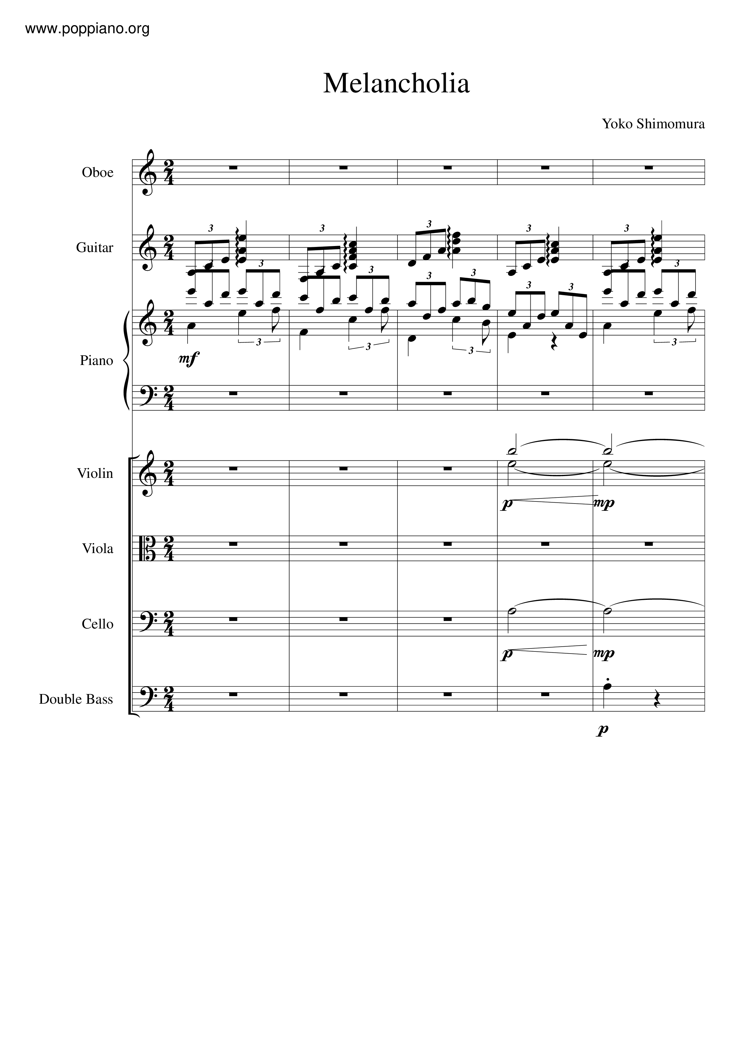 Melancholia琴谱