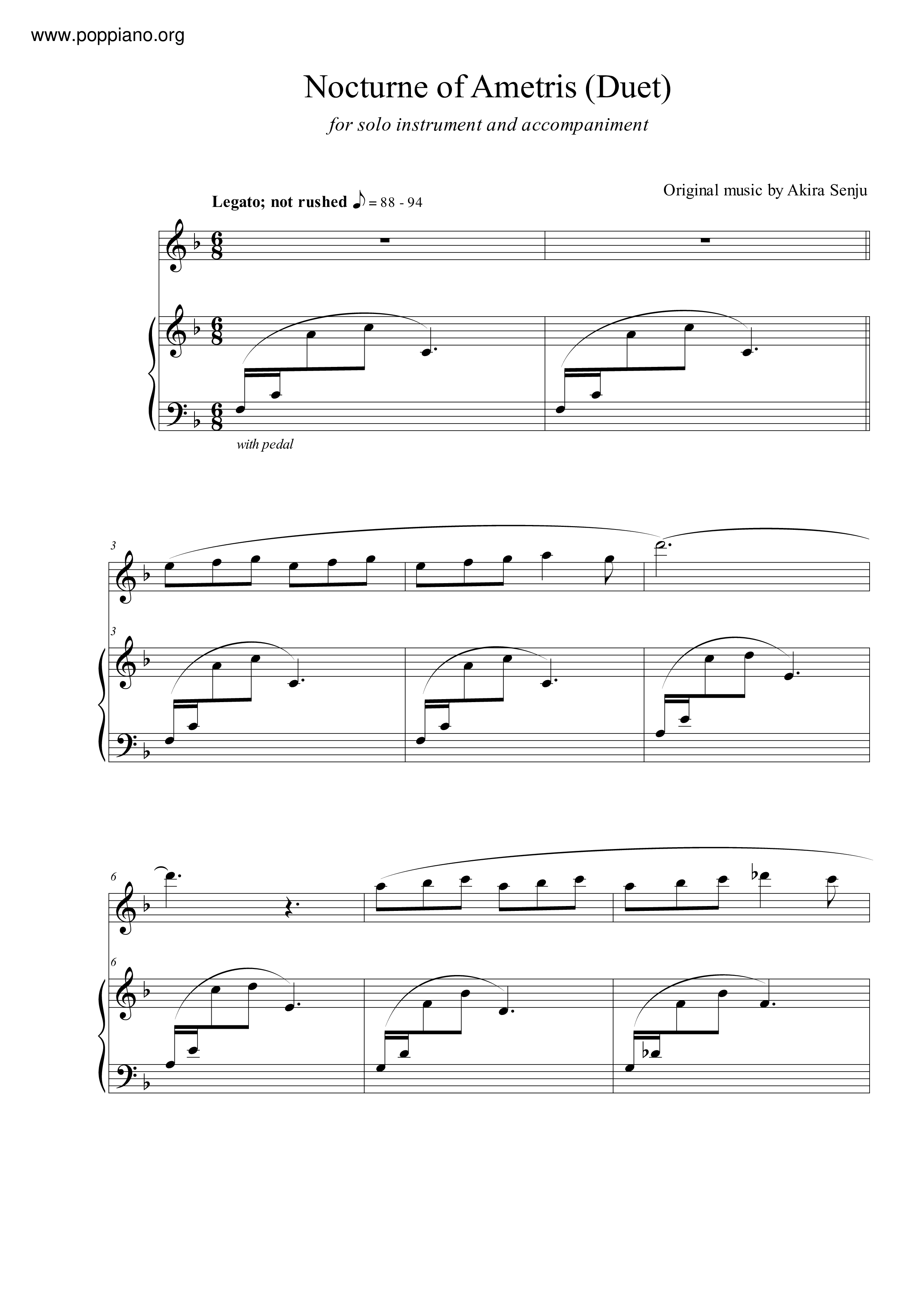 Nocturne Of Ametris琴谱
