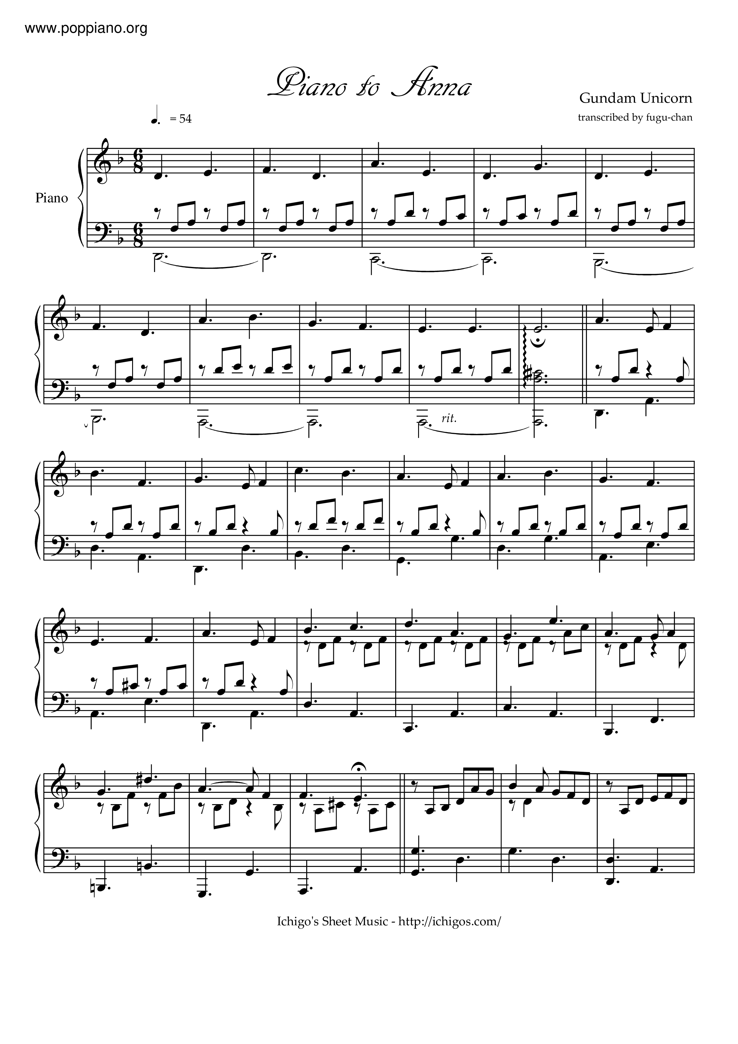 Piano To Anna琴谱