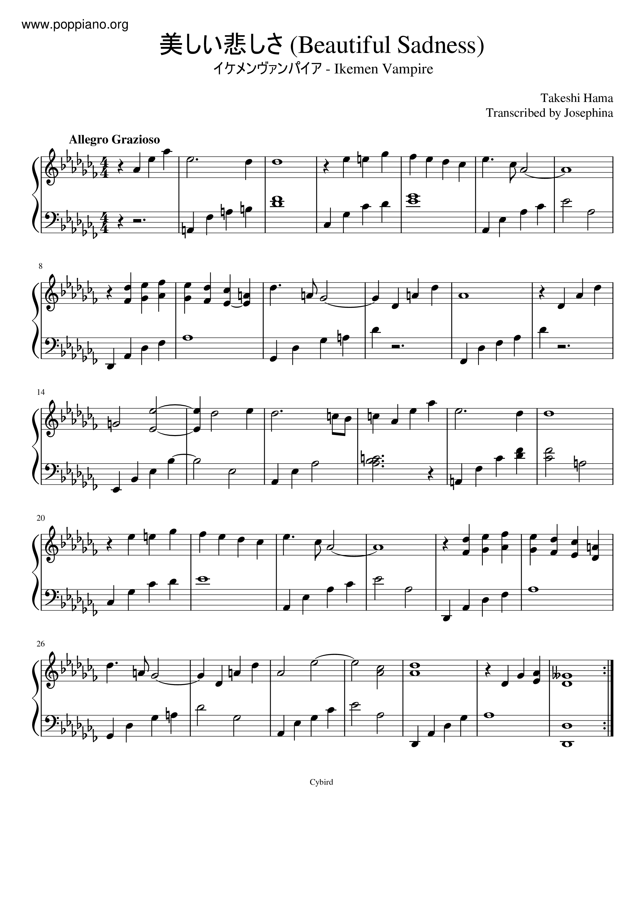 Beautiful Sadness琴谱