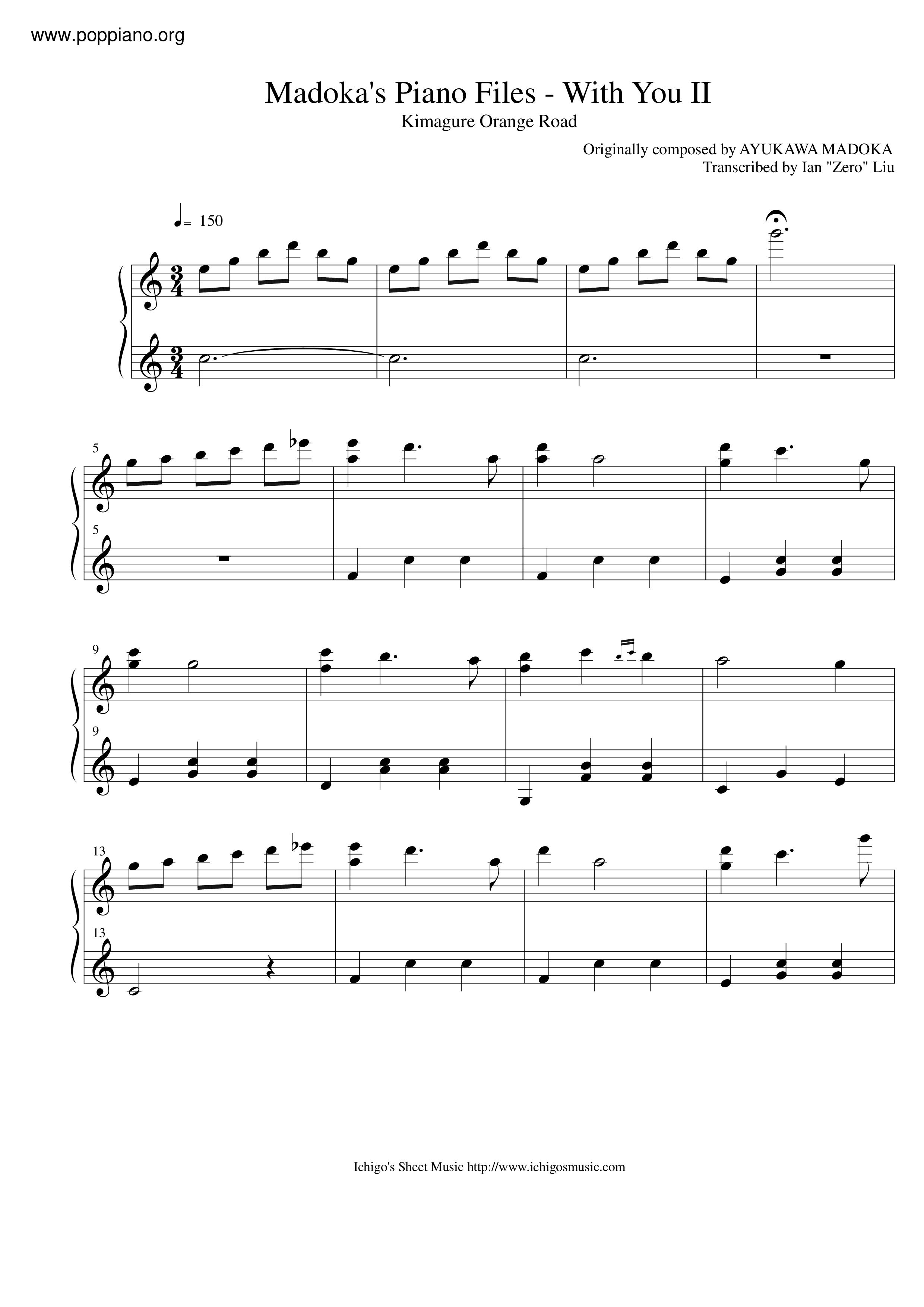 Madoka's Piano Files - With You Ii琴谱