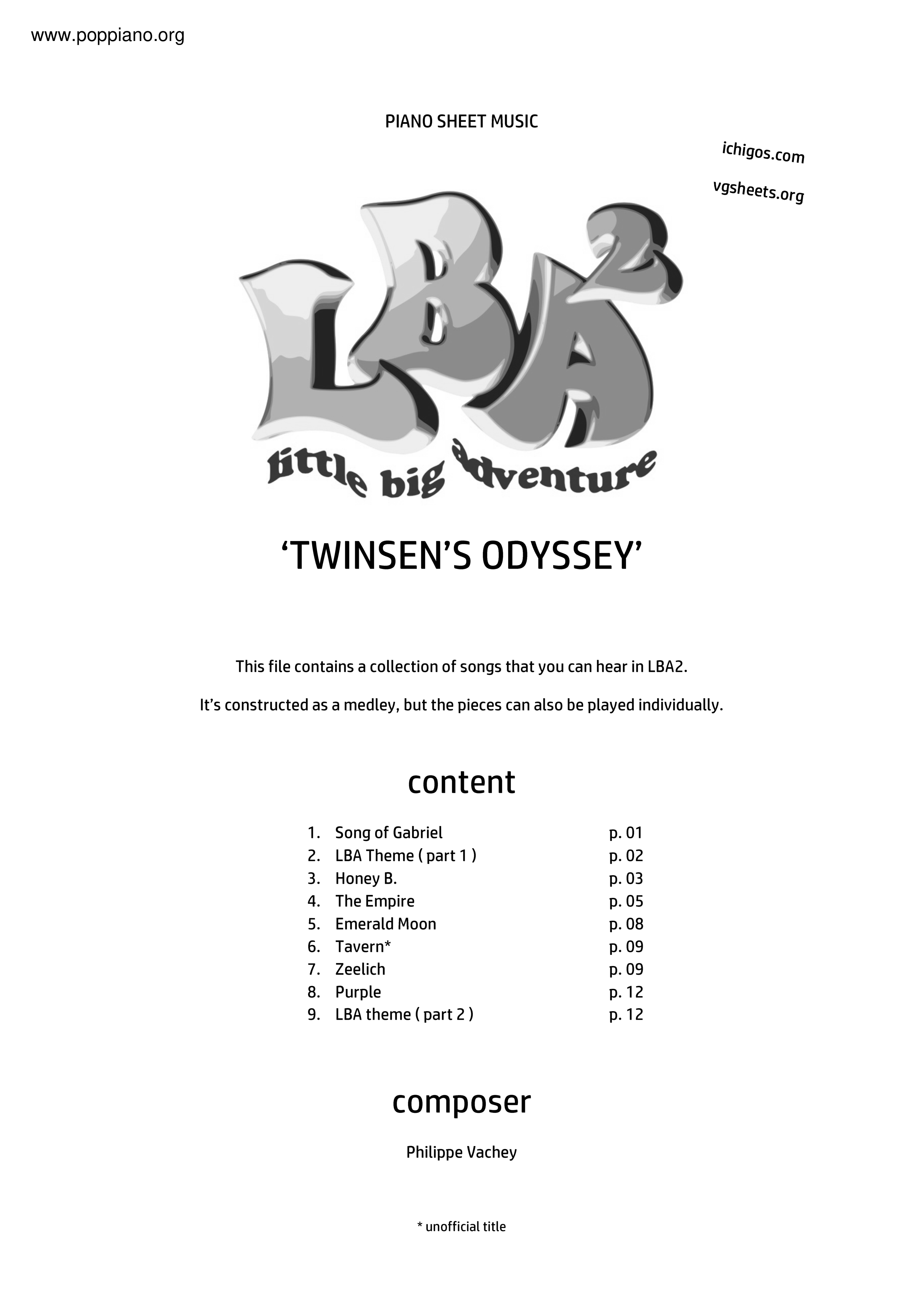 Lba2: Twinsen's Odyssey琴谱