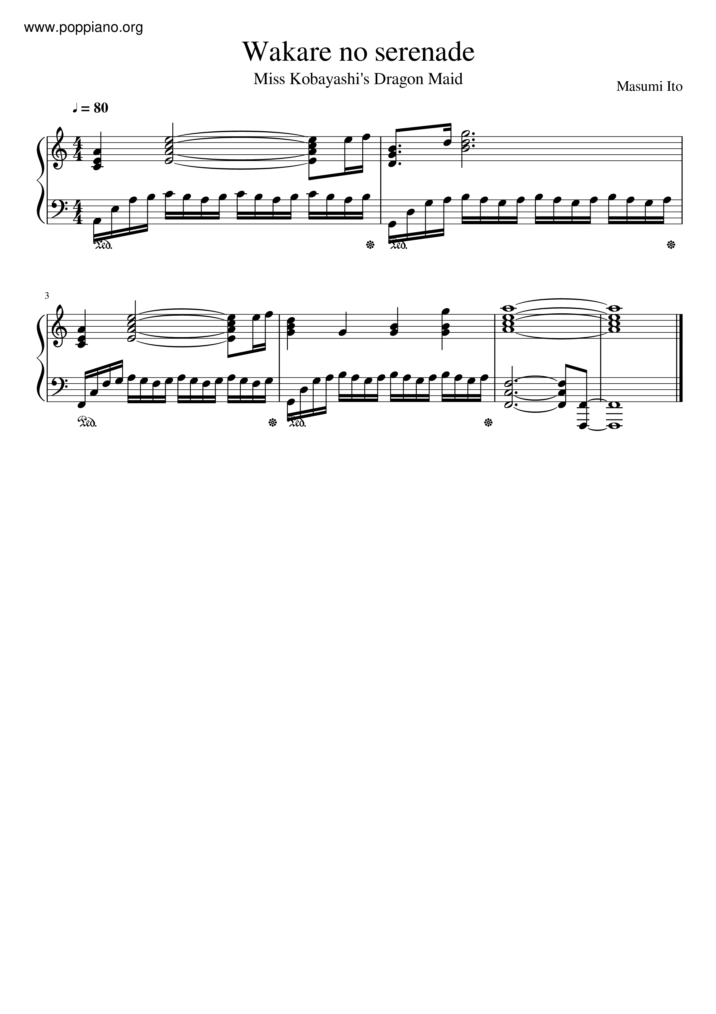 Wakare No Serenade琴谱