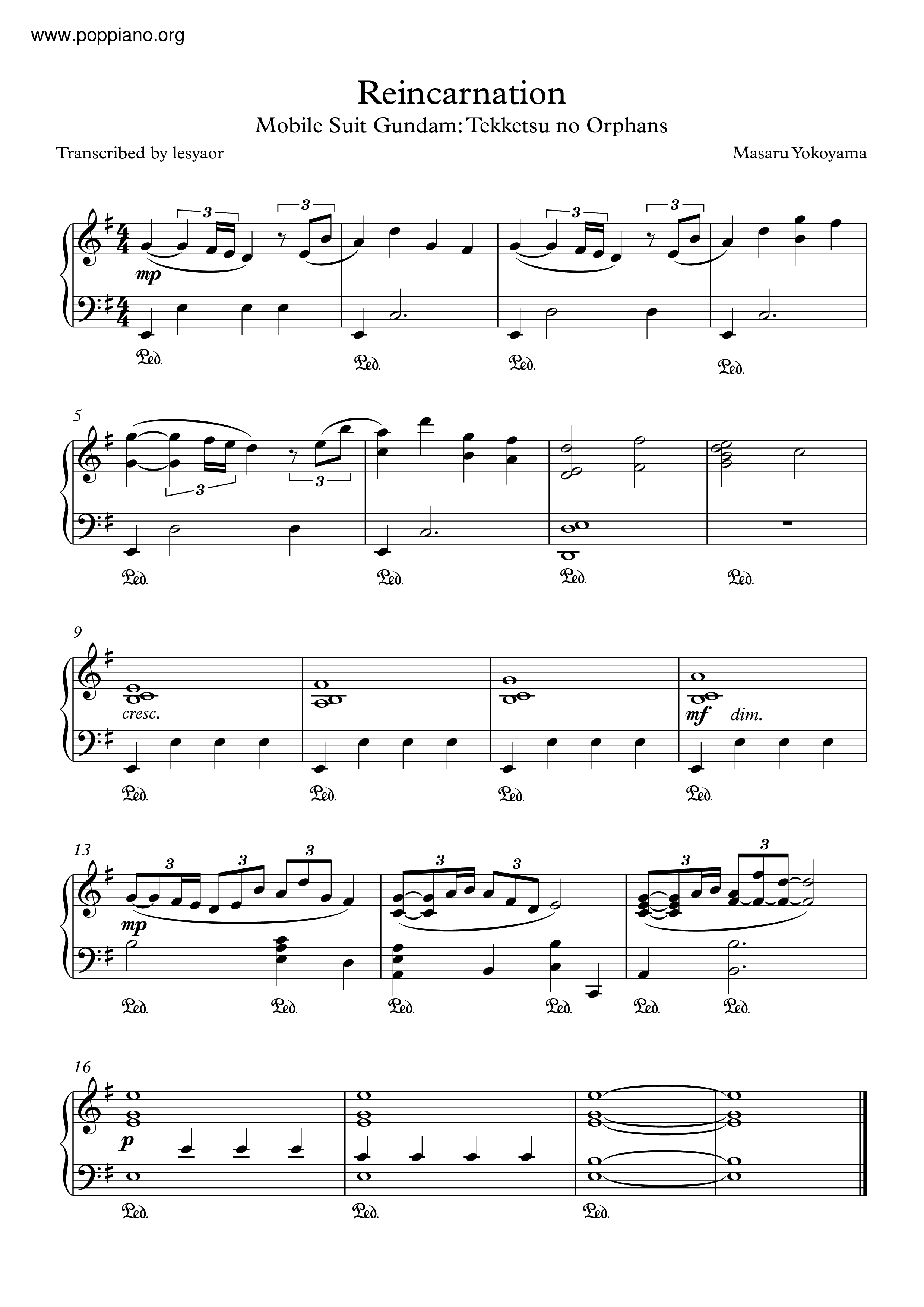 Reincarnation琴谱