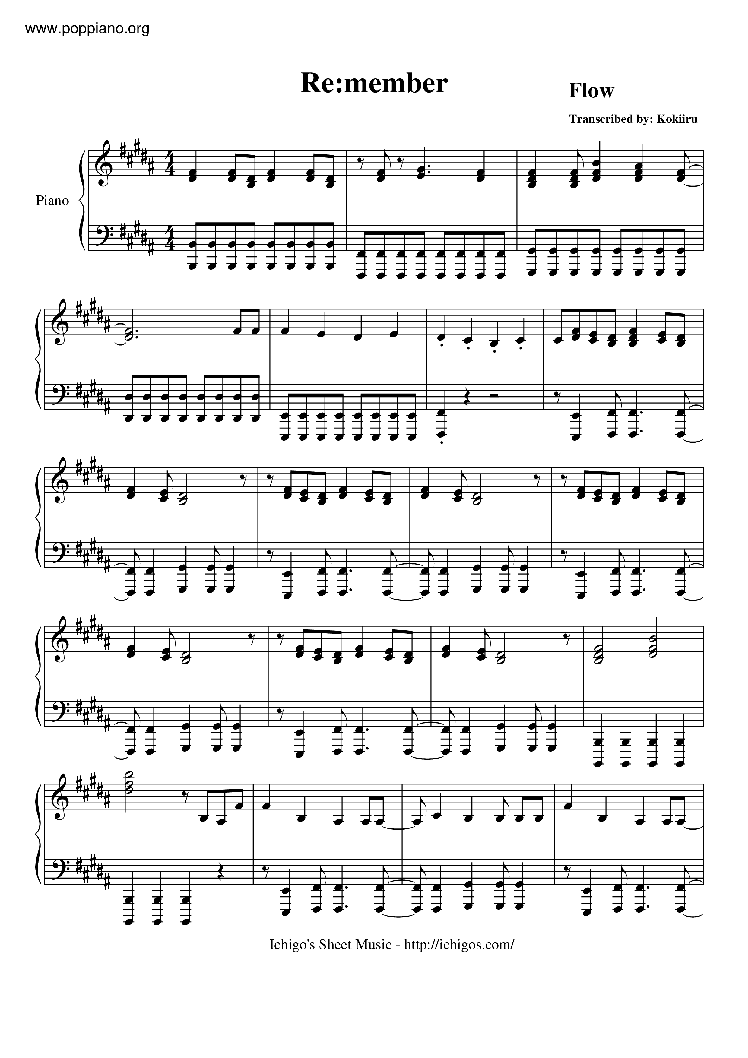 Re:member琴谱