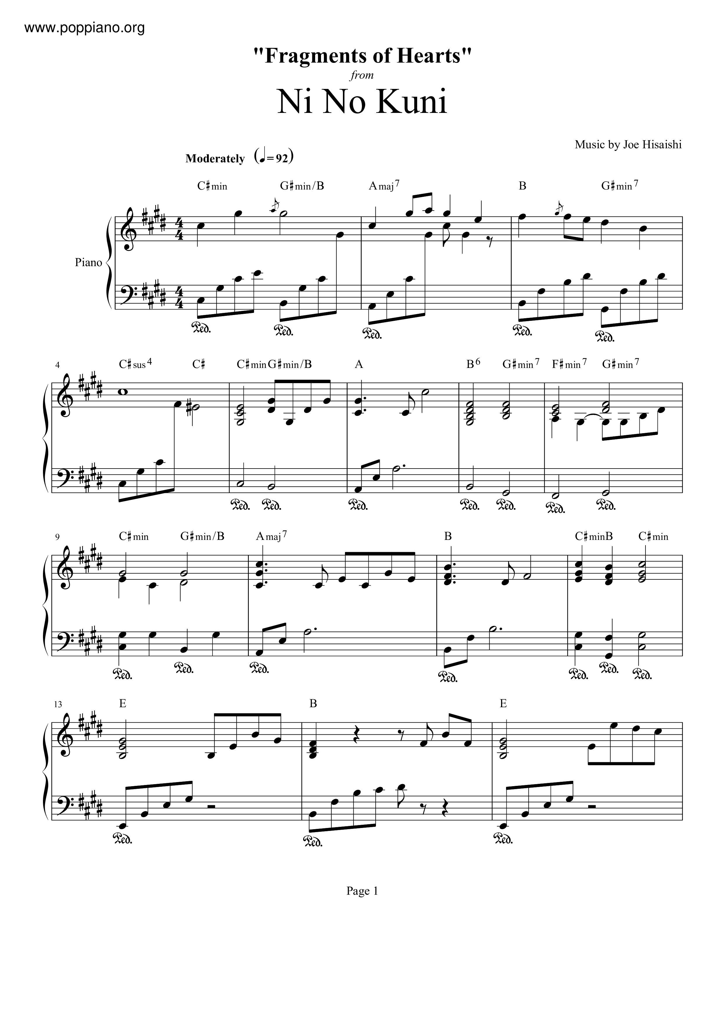 Fragments Of Hearts琴谱