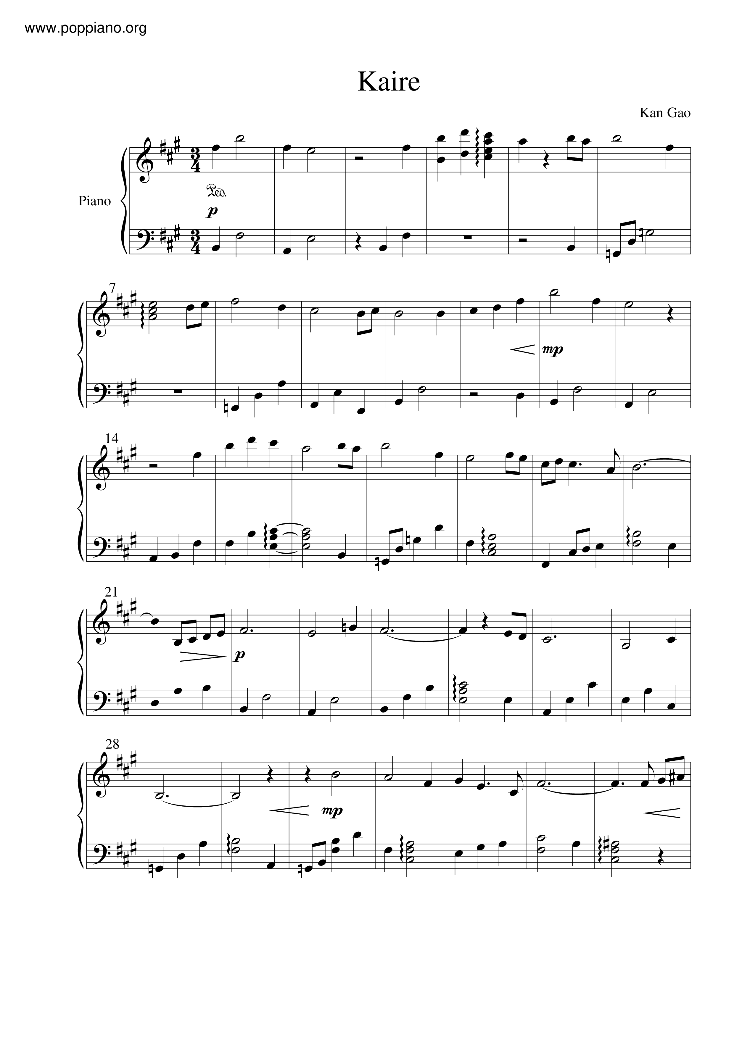 Kaire琴谱