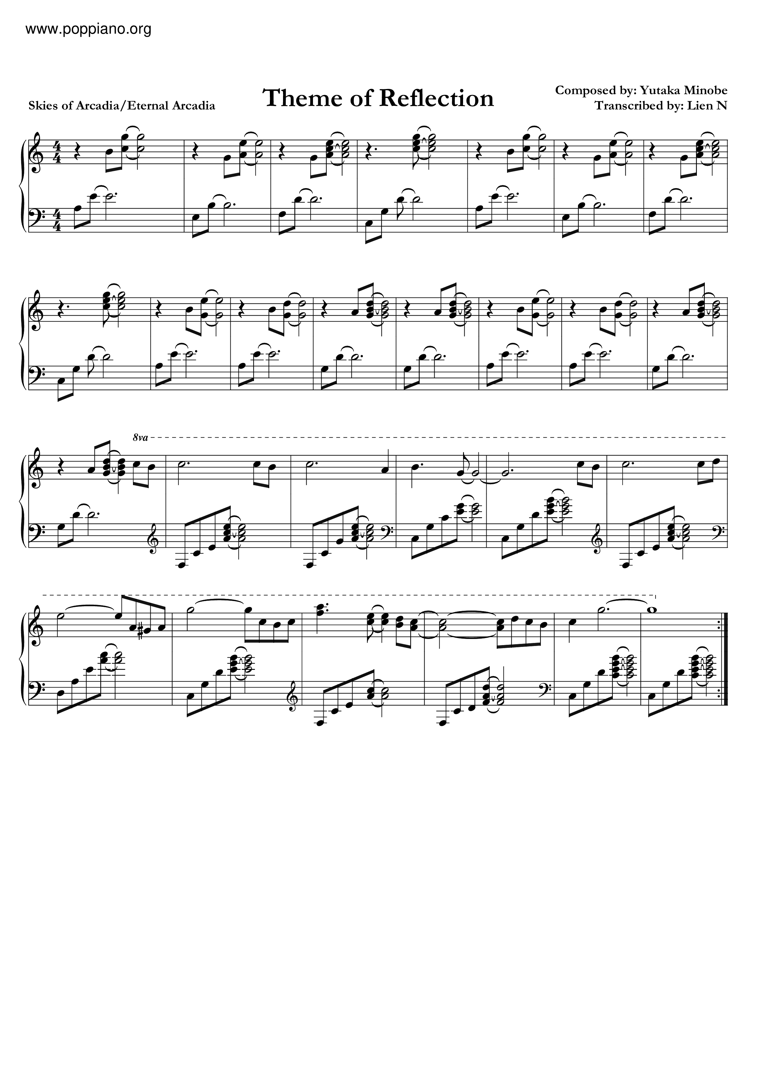 Theme Of Reflection琴谱