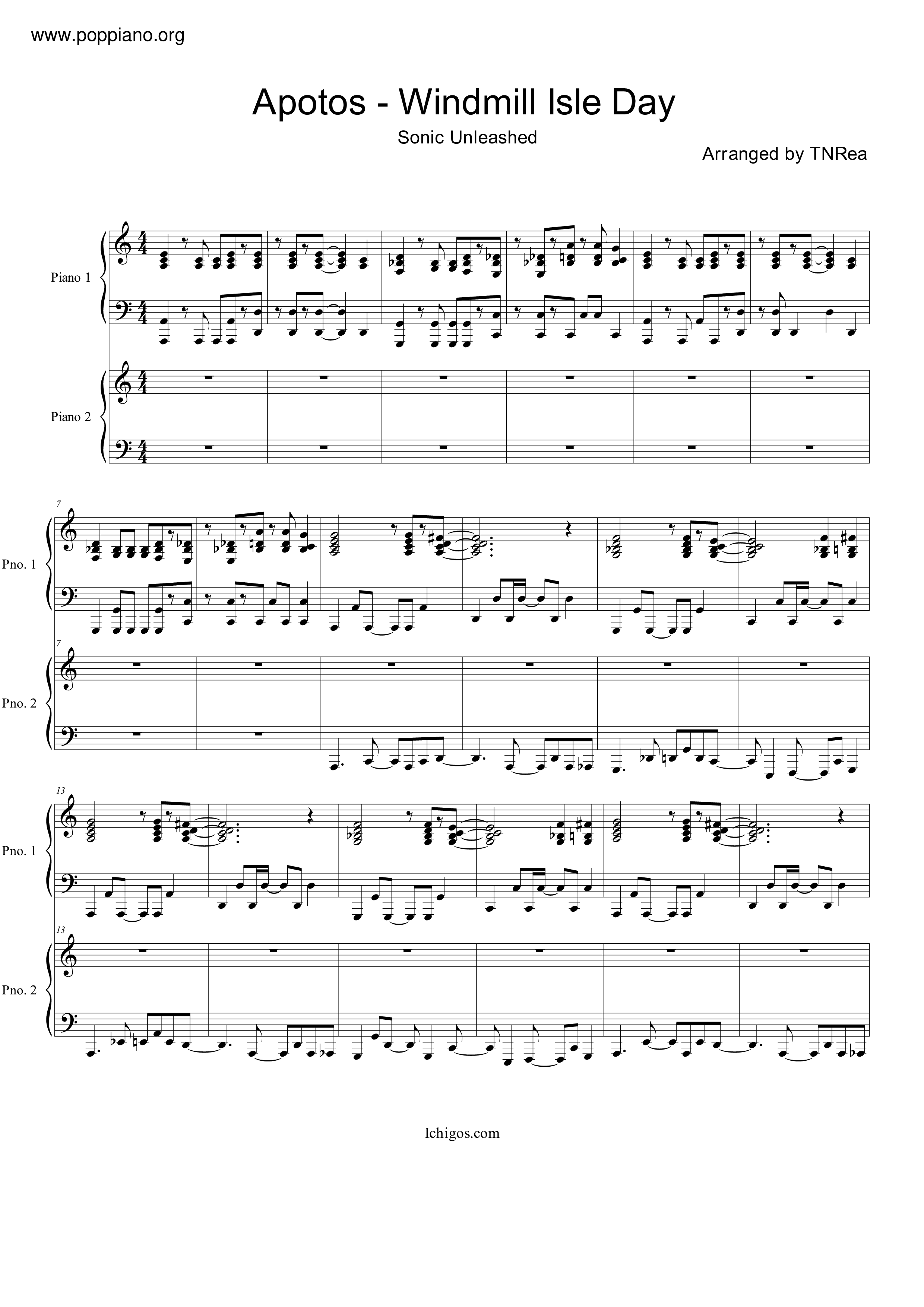 Apotos - Windmill Isle Day琴谱