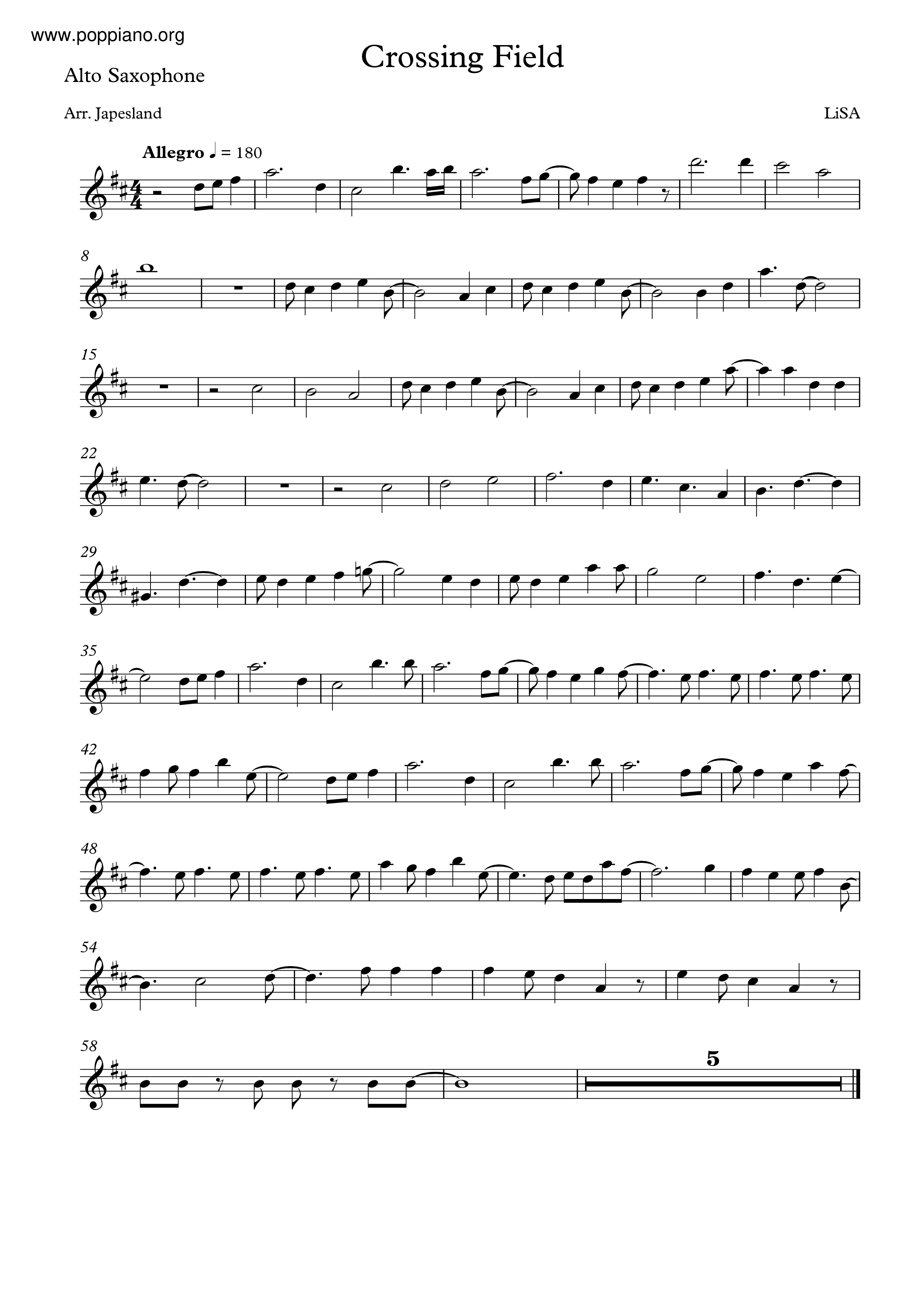 Crossing Field琴谱