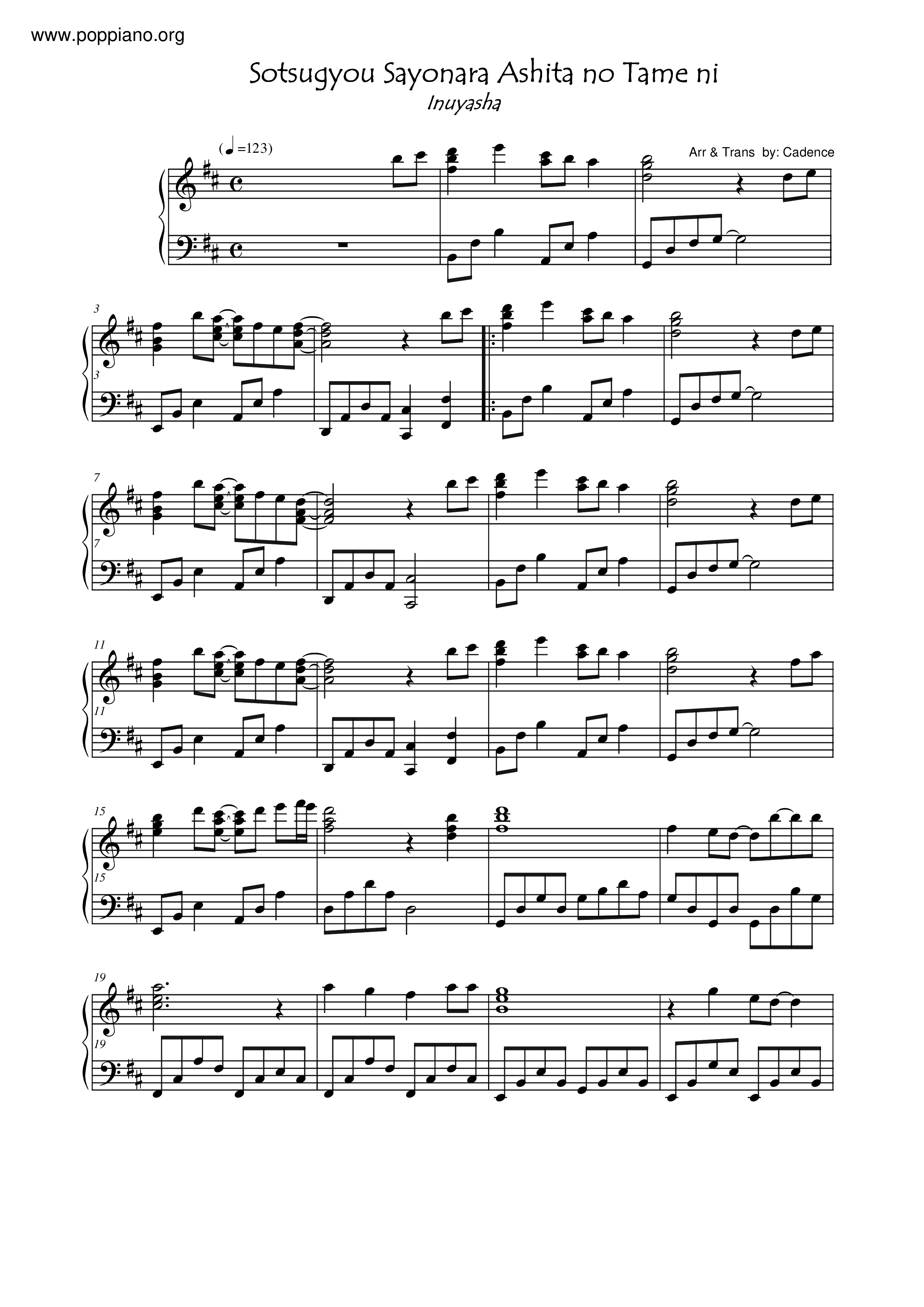 Sotsugyou Sayonara Ashita No Tame Ni琴谱