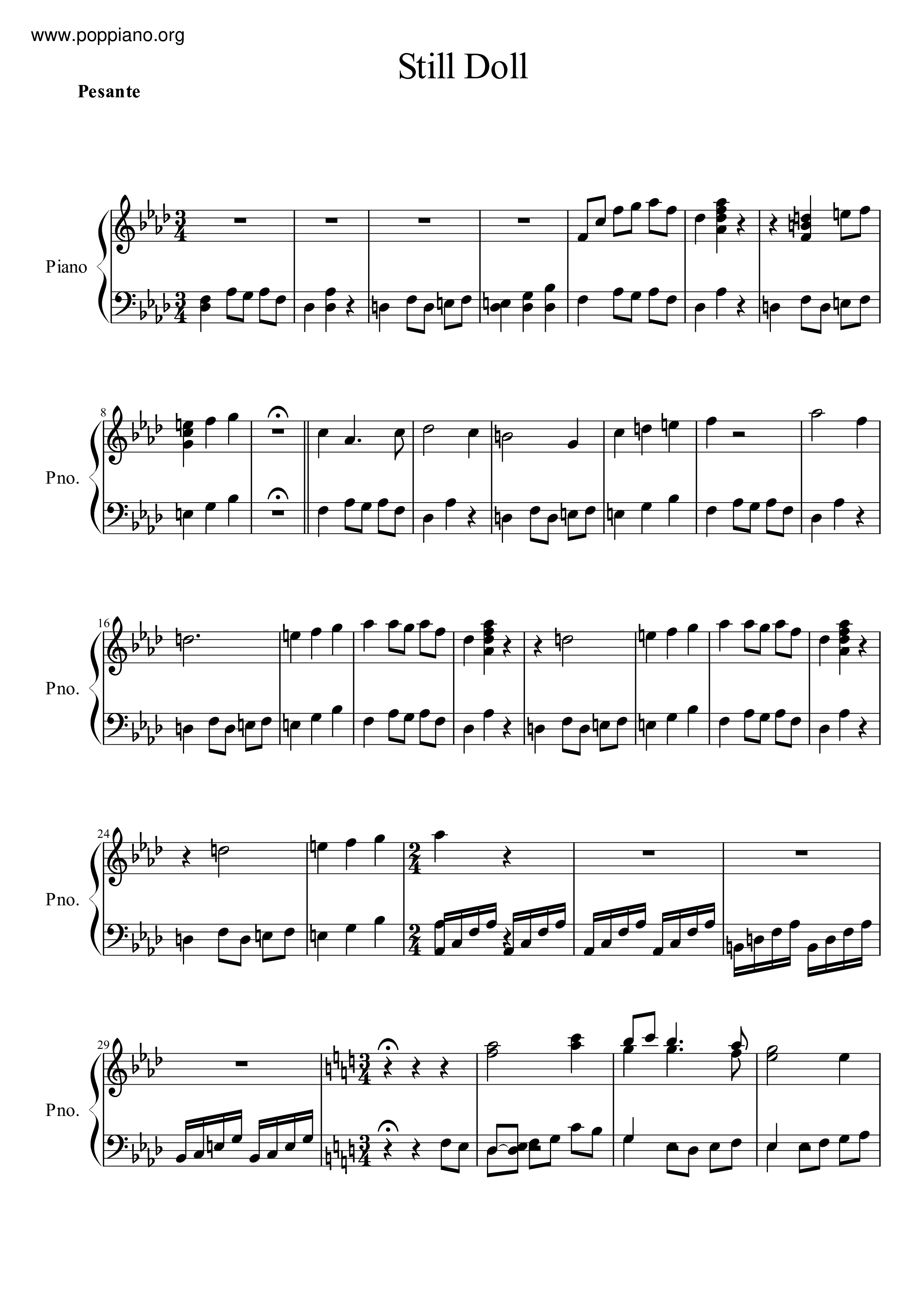 ★ 吸血鬼骑士Still Doll 琴谱/五线谱pdf香港流行钢琴协会琴谱下载 ★