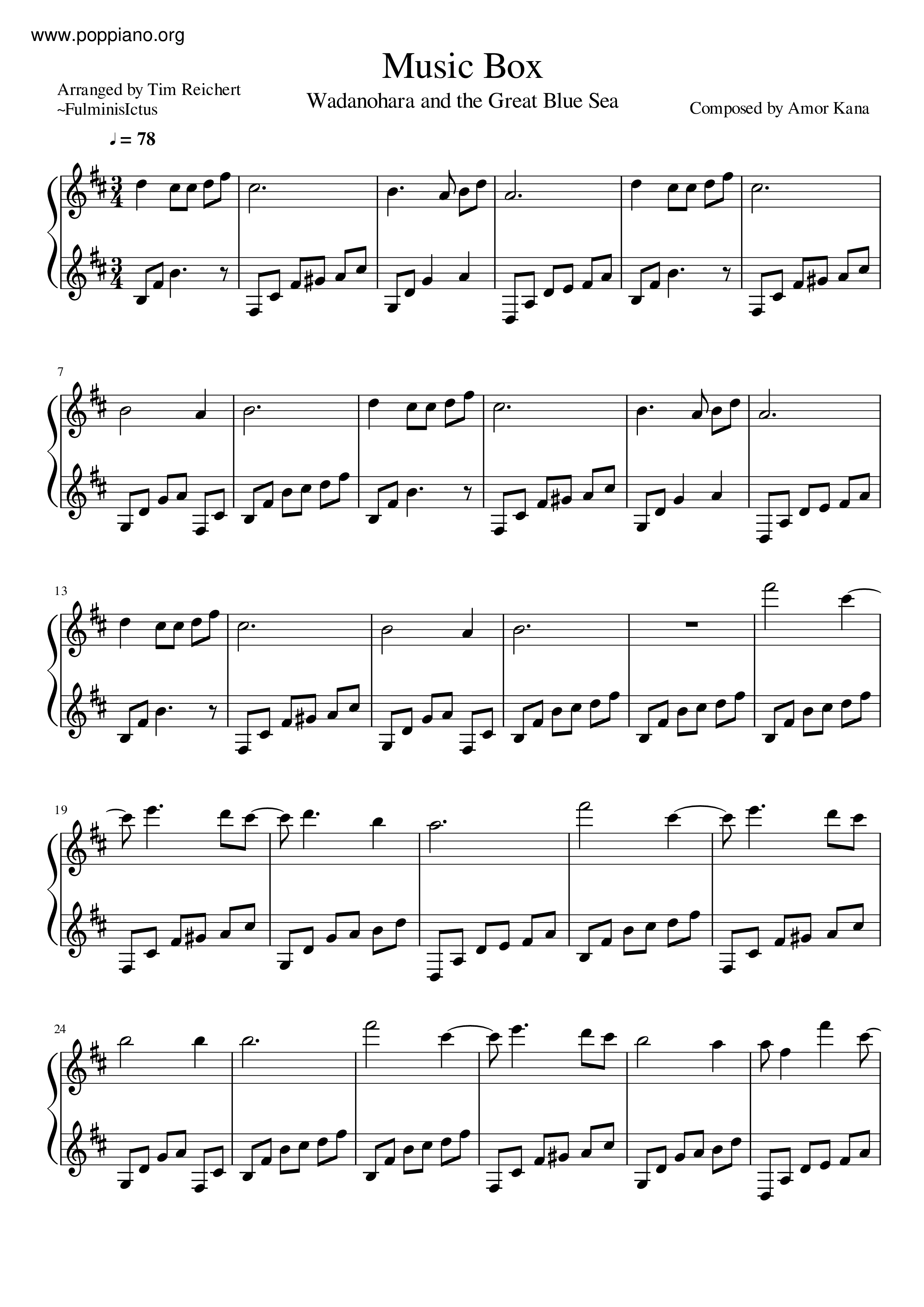 Music Box琴谱