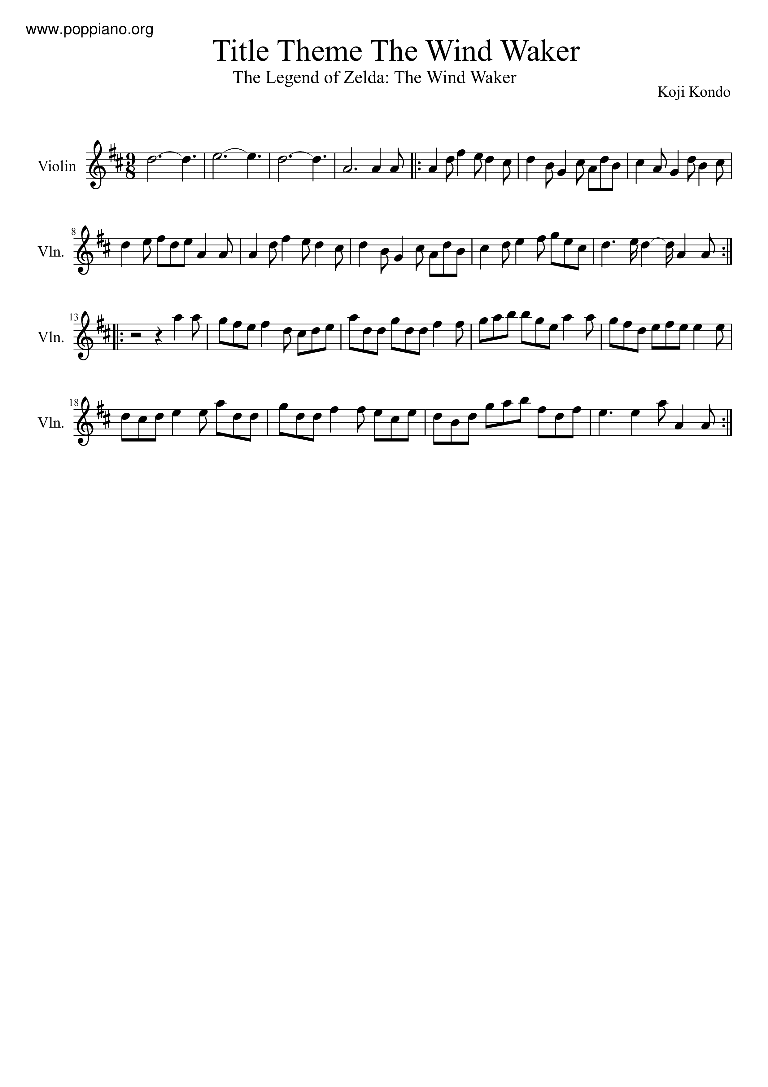 Windwaker Theme琴谱