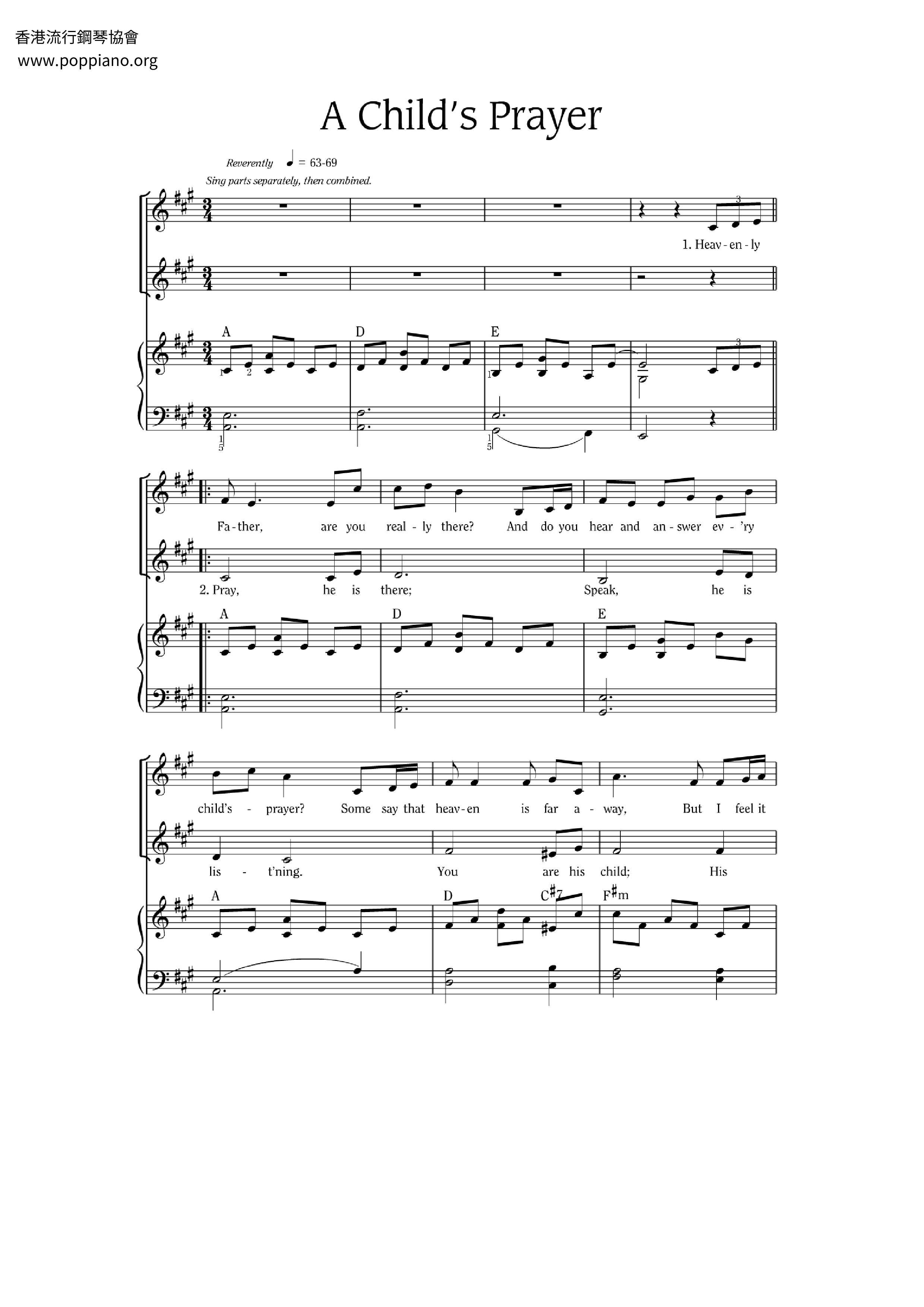 A Child's Prayer琴谱