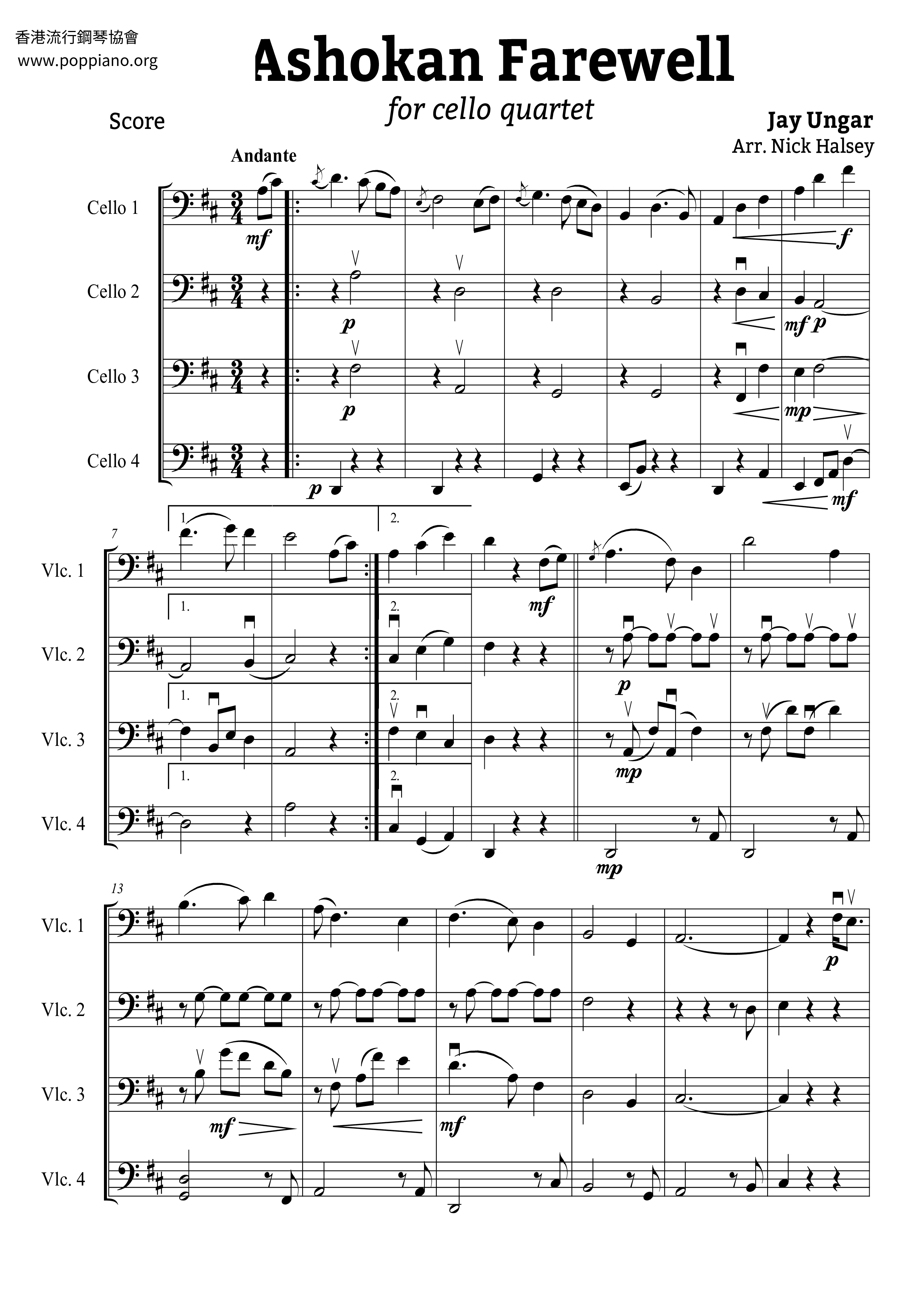 Ashokan Farewell琴谱