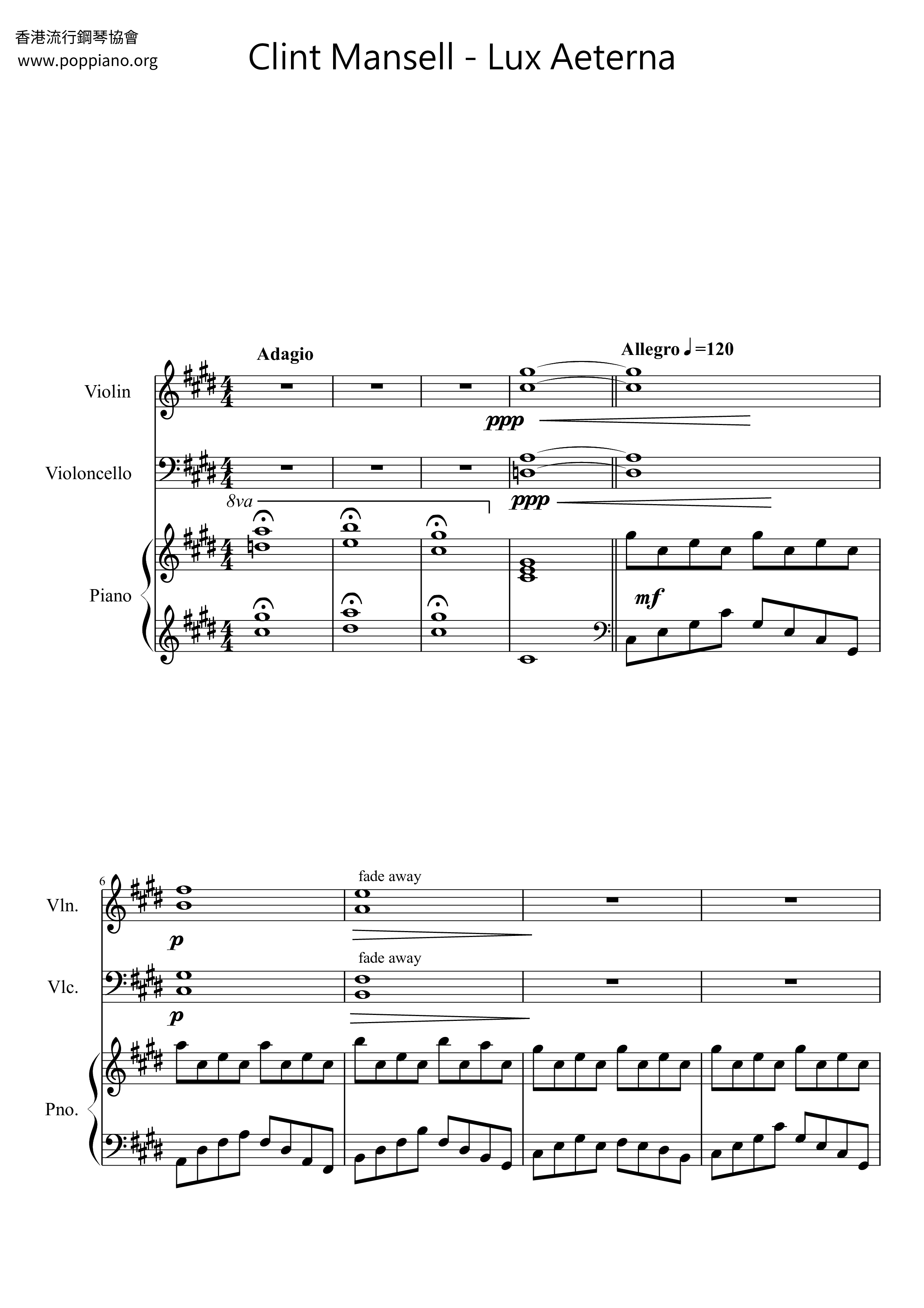 Requiem for a Dream - Lux Aeterna琴谱