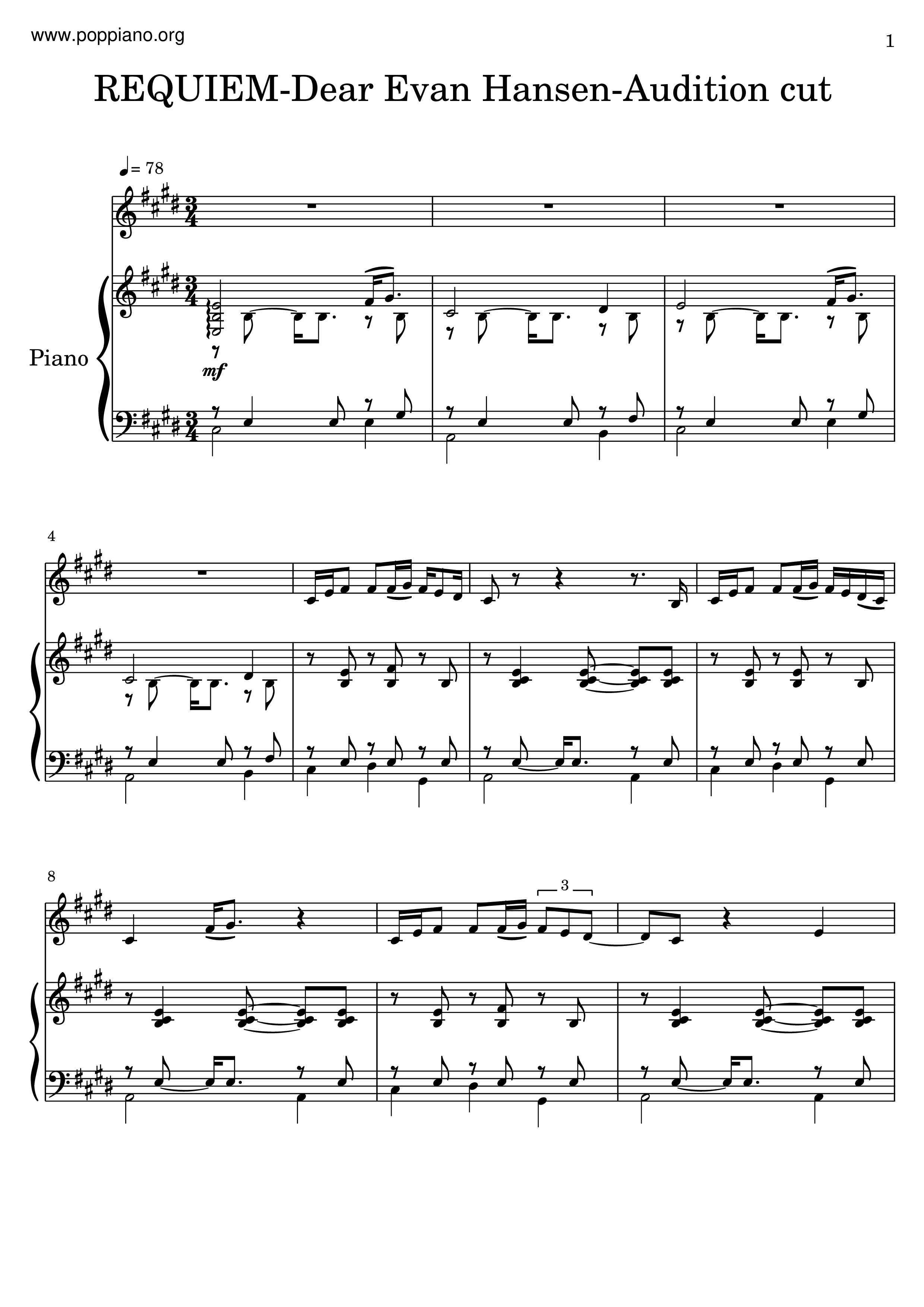 Requiem - Dear Evan Hansen琴谱