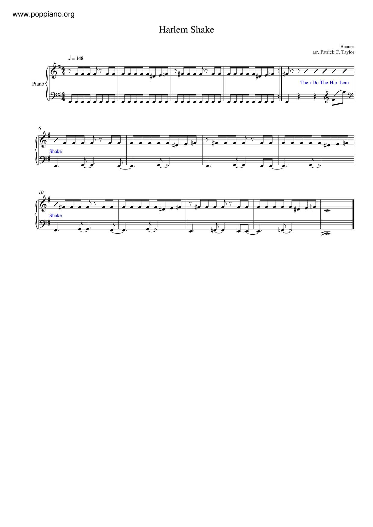 Harlem Shake琴谱