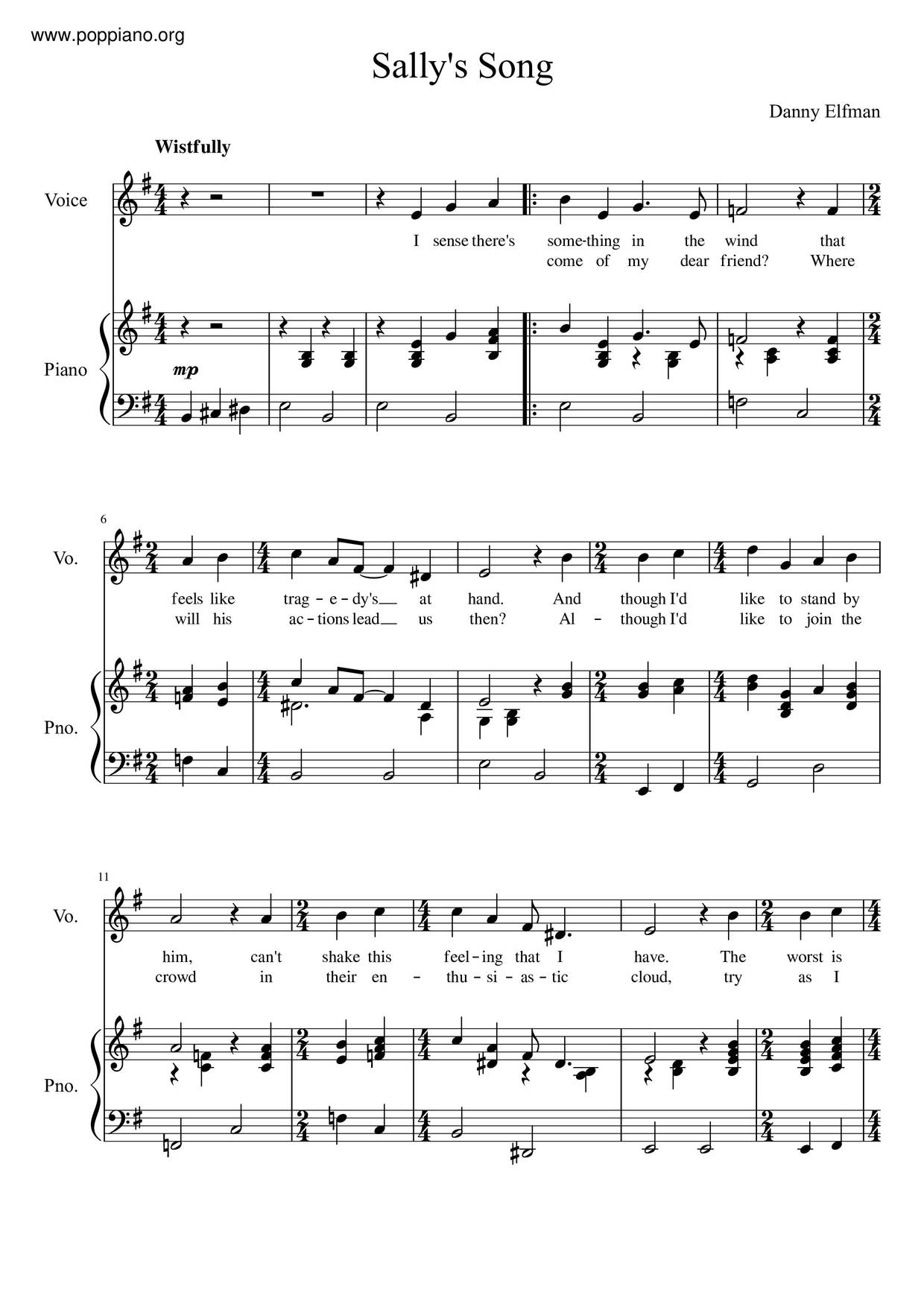 Sally's Song琴谱