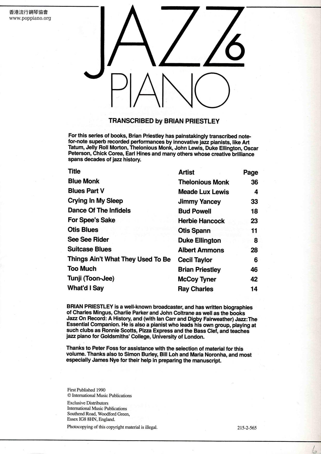 Jazz Piano 6 Book 49 Pages琴谱