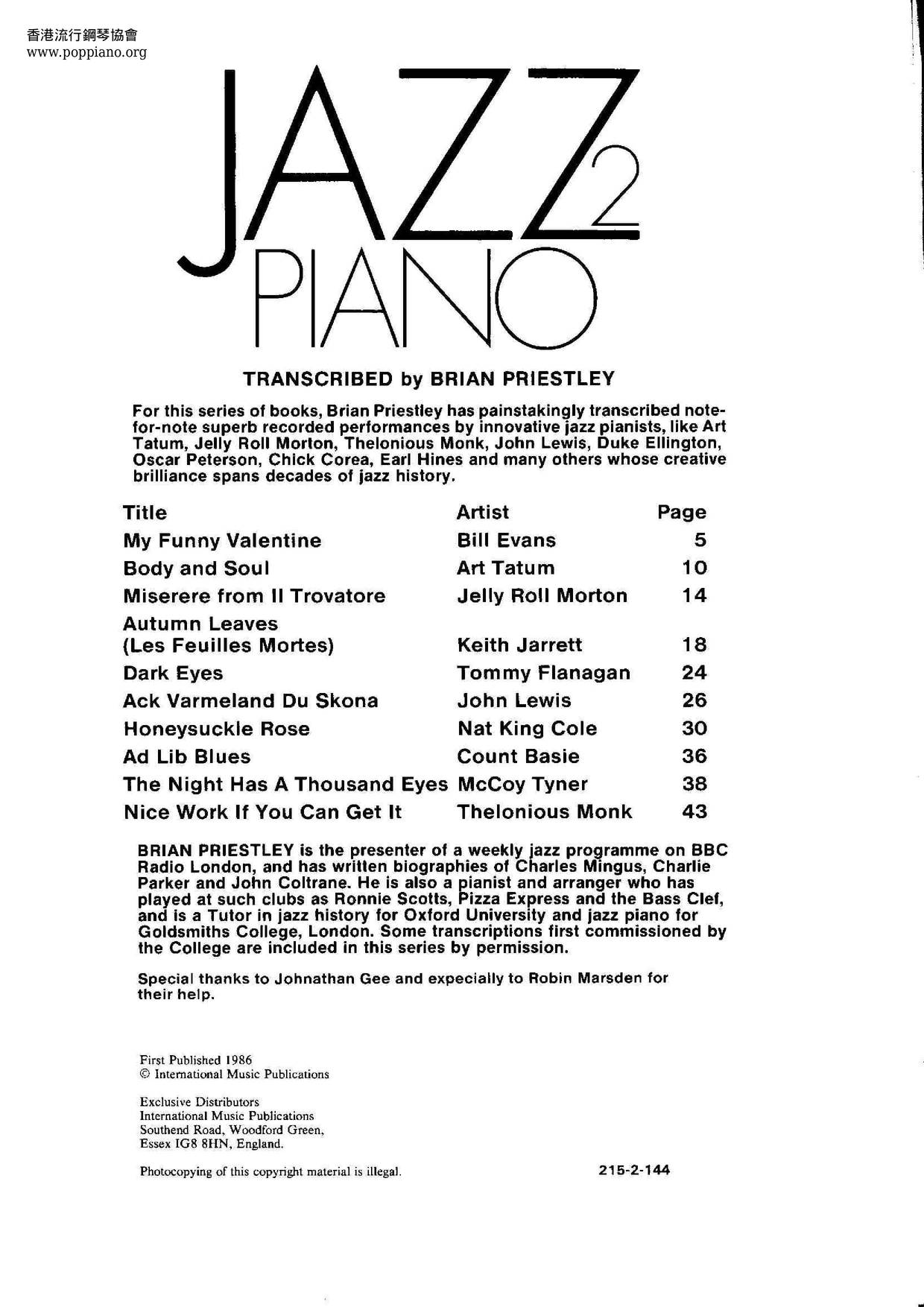 Jazz Piano 2 Book 48 Pages琴谱