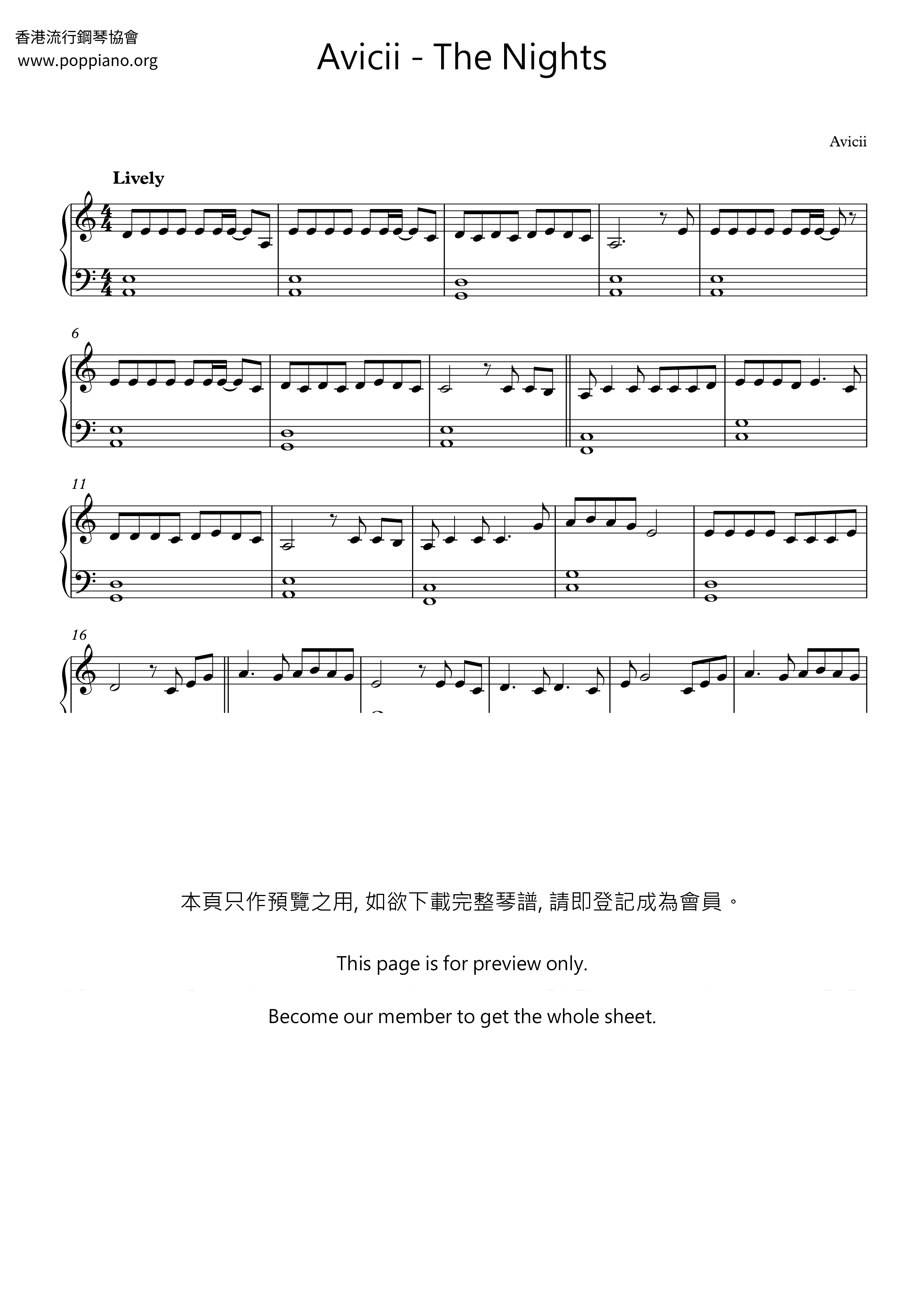 The Nights琴谱