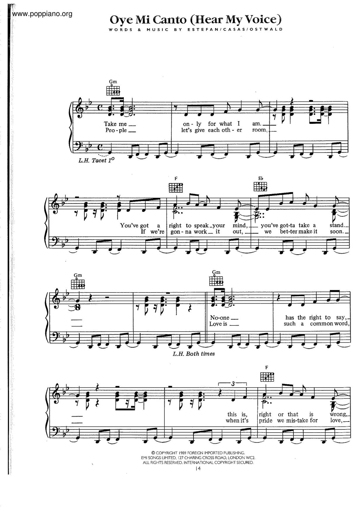 Oye Mi Canto琴谱