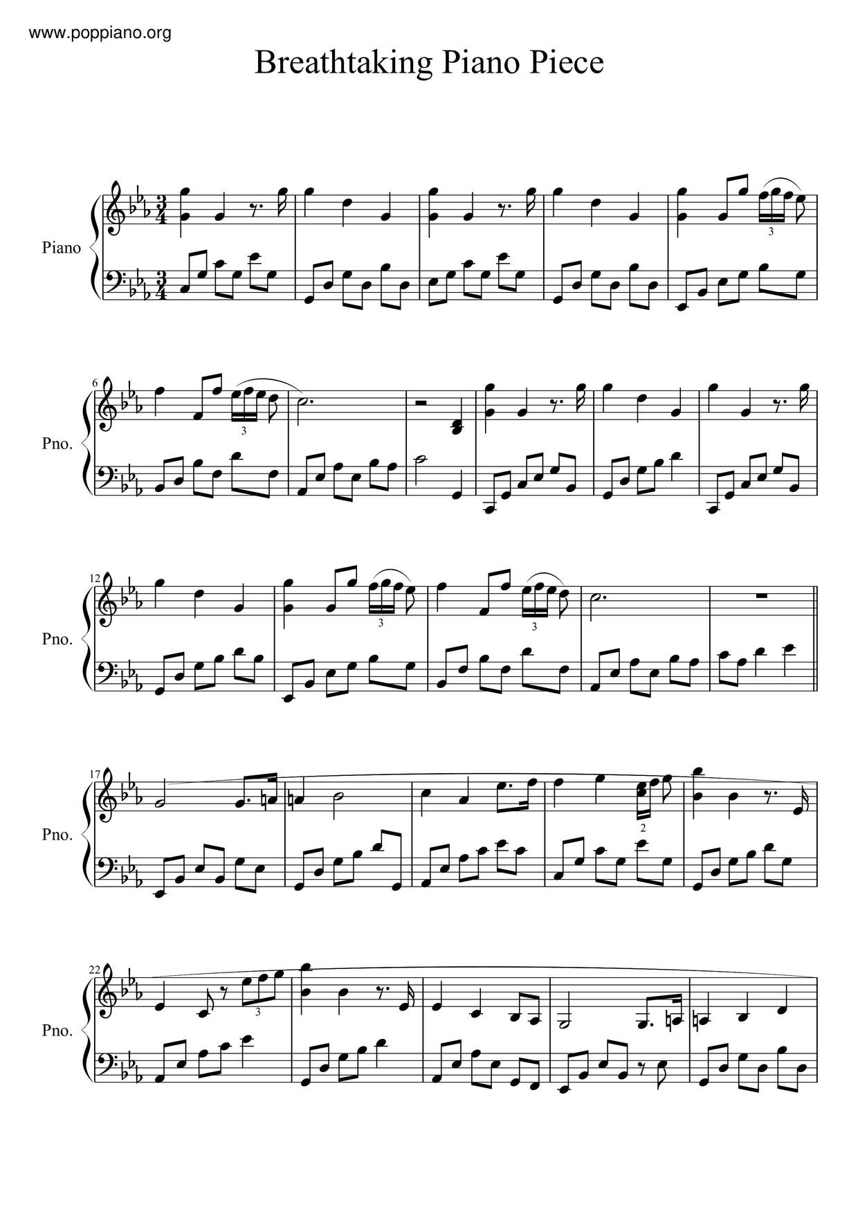 A Breathtaking Piano Piece琴谱