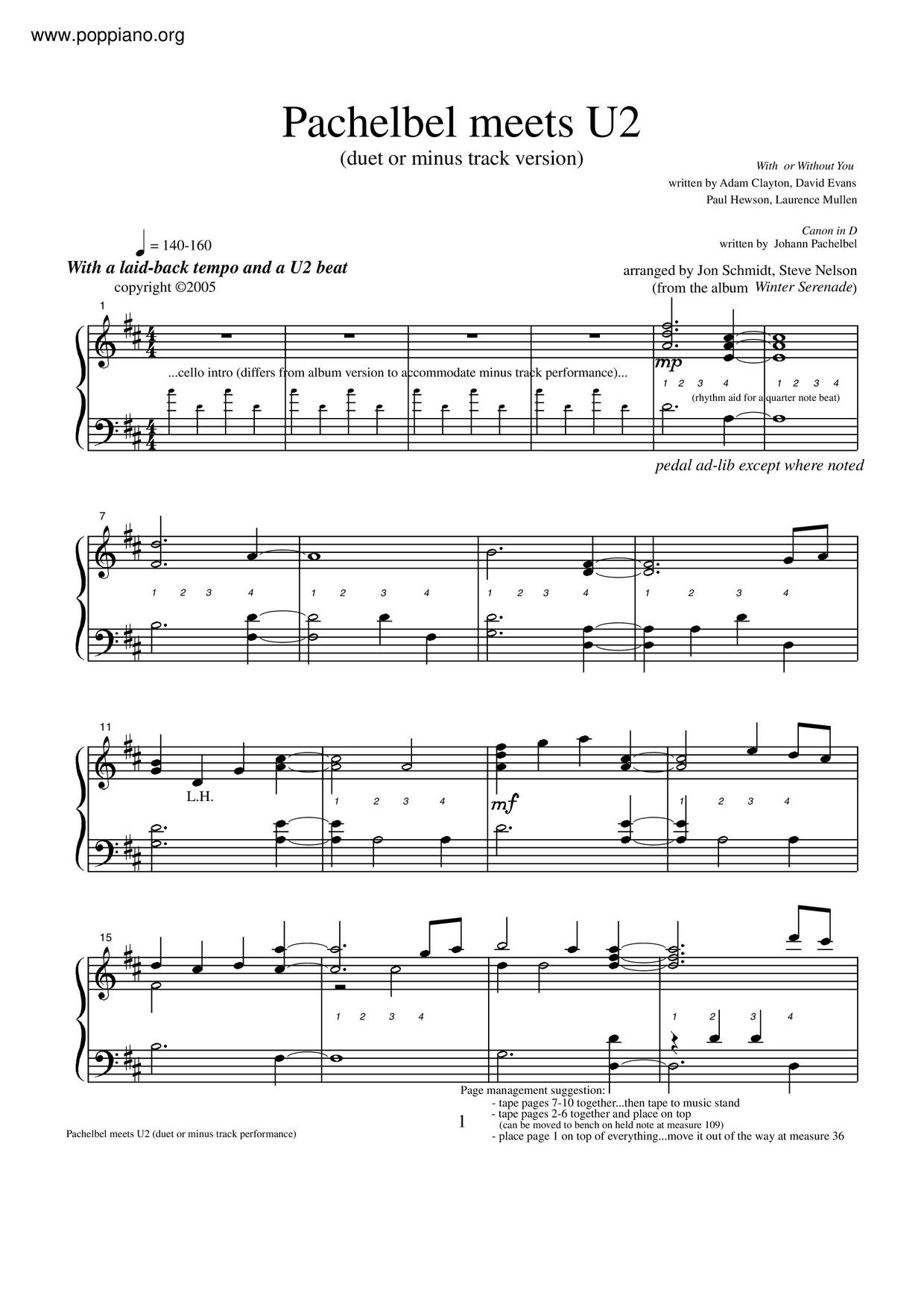 Pachelbel Meets U2琴谱