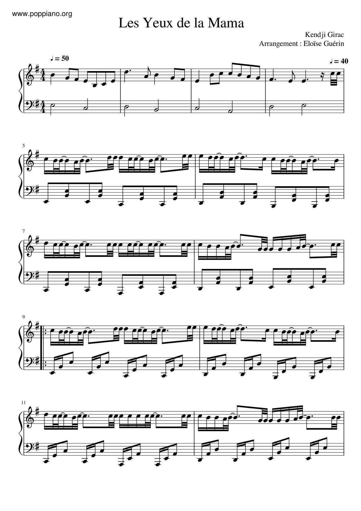 Les Yeux De La Mama琴谱
