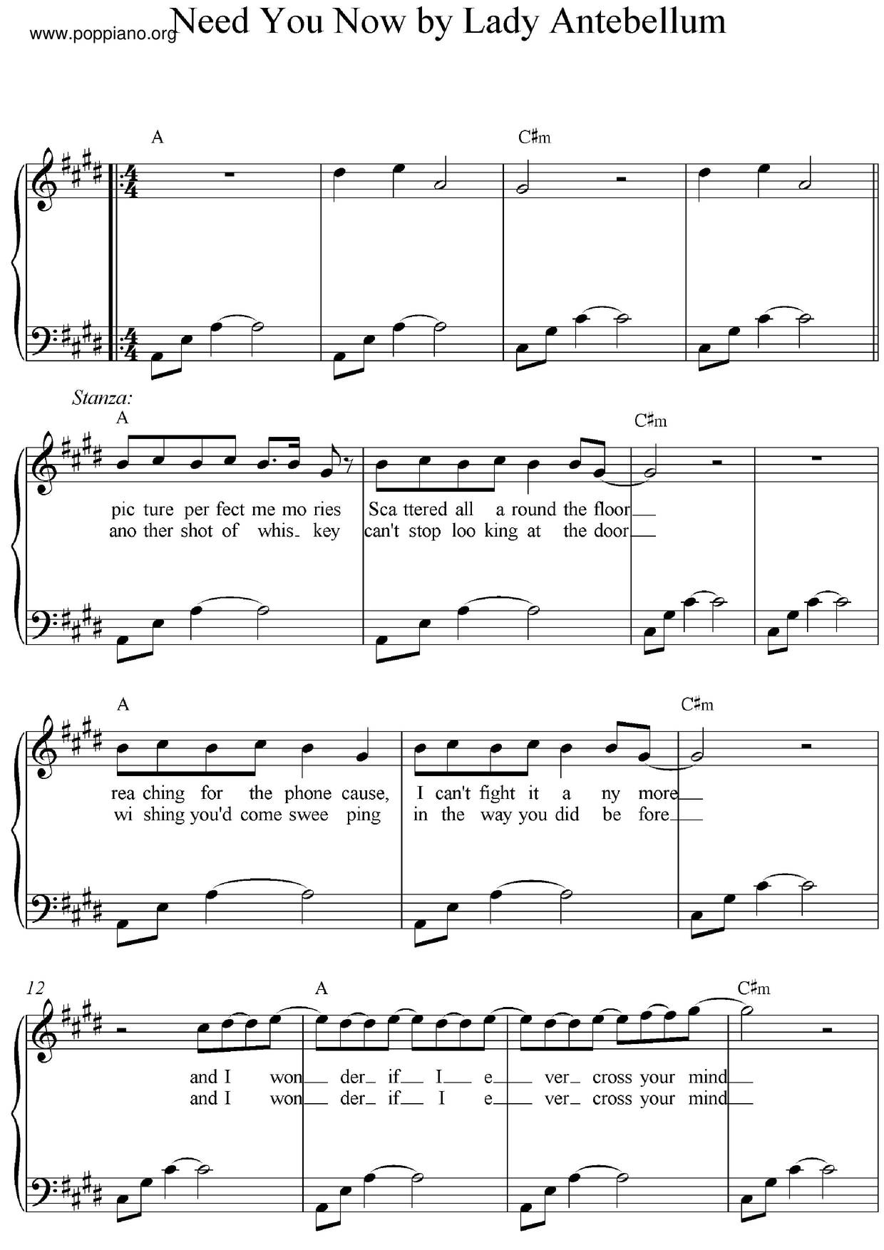 Need You Now琴谱
