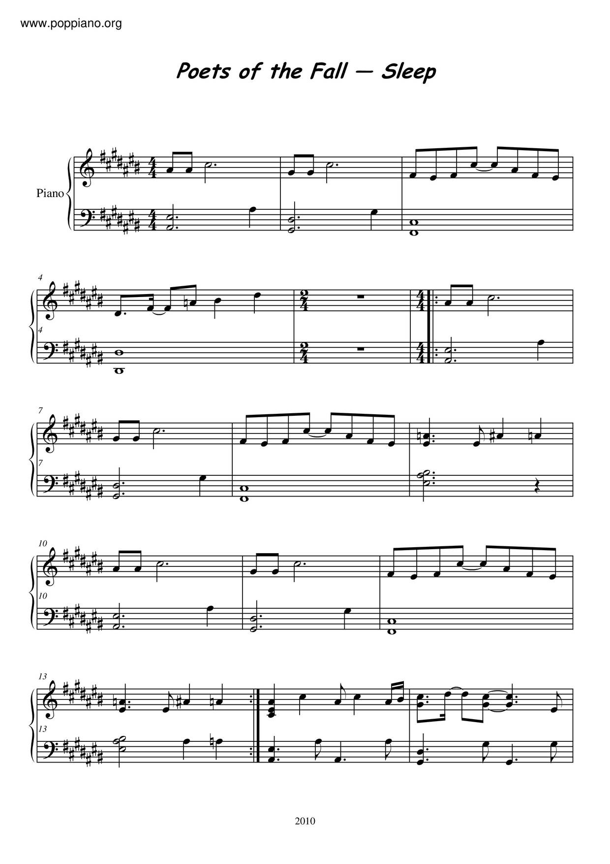 Sleep, Sugar琴谱