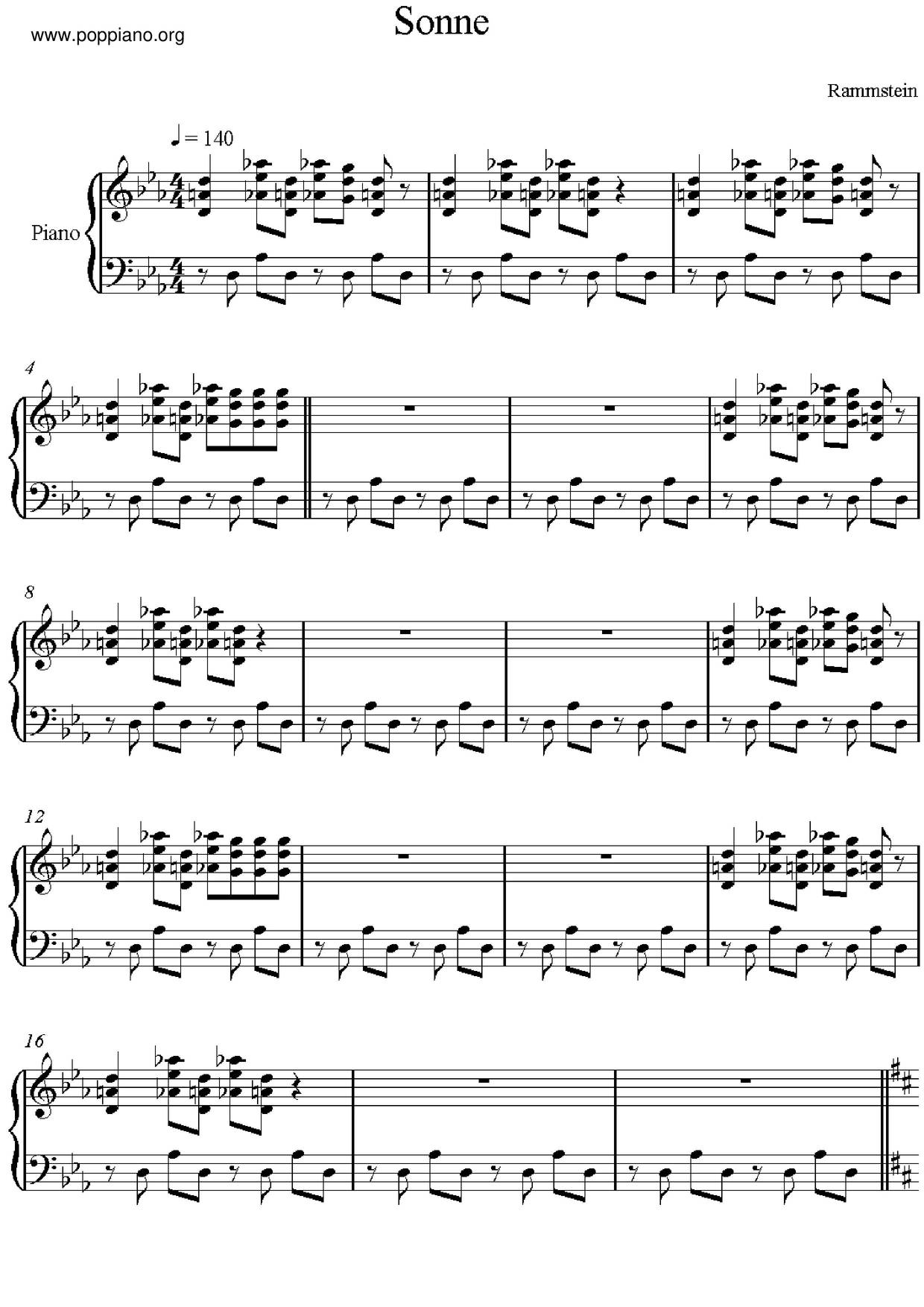 Sonne琴谱