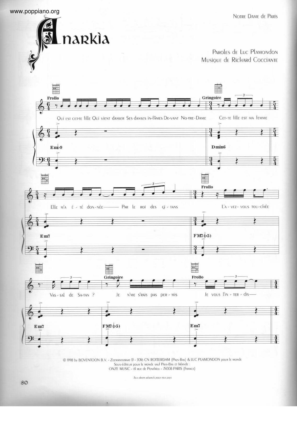 Anarkia (Notre Dame De Paris)琴谱