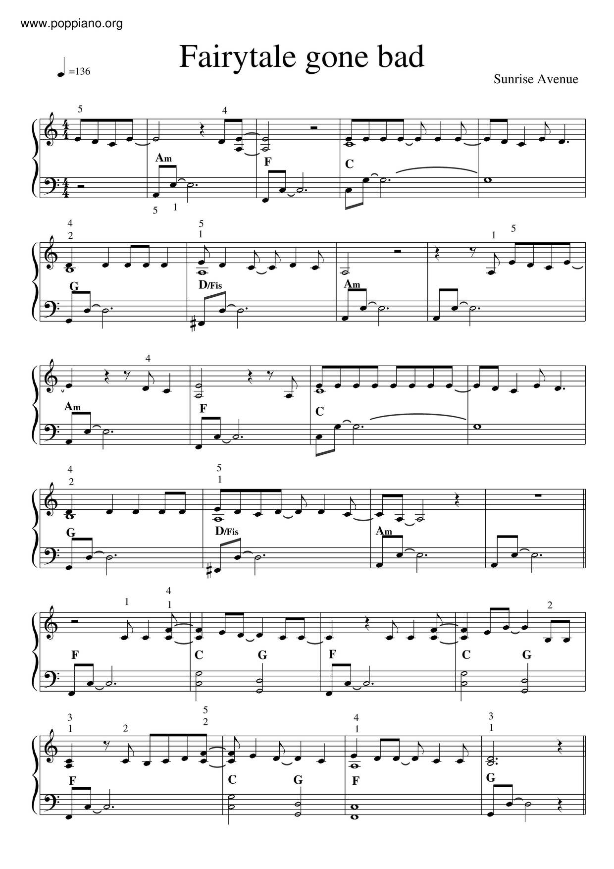 Fairytale Gone Bad琴谱