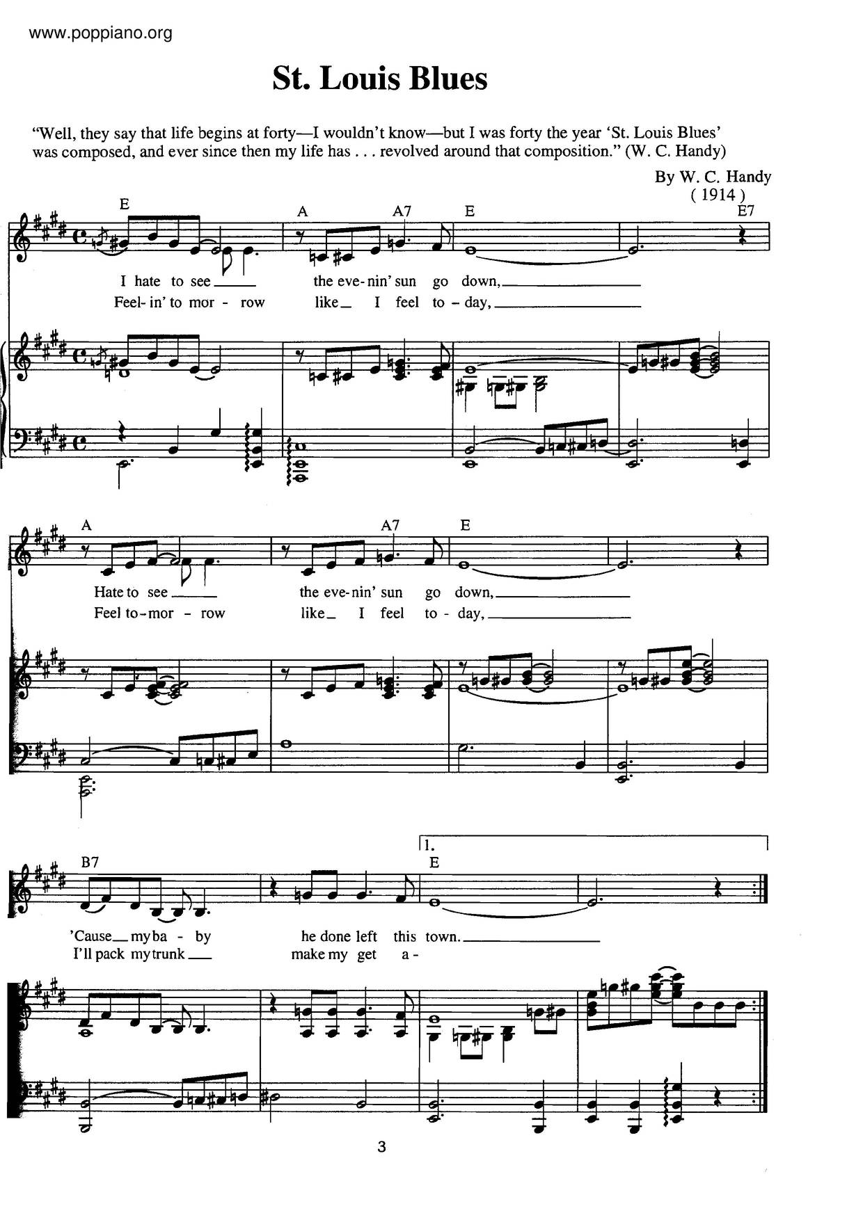 St. Louis Blues琴谱